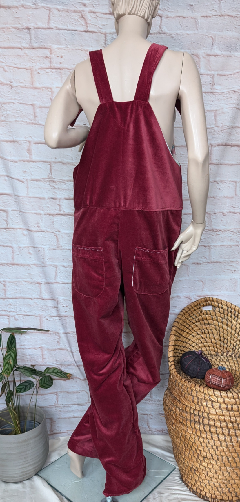 Dungarees size 12, adult dungarees, plum velvet Dungarees,valour dungarees, tall dungarees, longer leg dungarees RelovedDesignsbyDawn