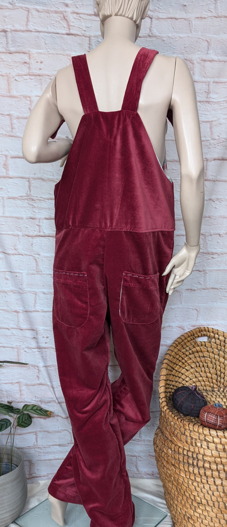 Dungarees size 12, adult dungarees, plum velvet Dungarees,valour dungarees, tall dungarees, longer leg dungarees RelovedDesignsbyDawn