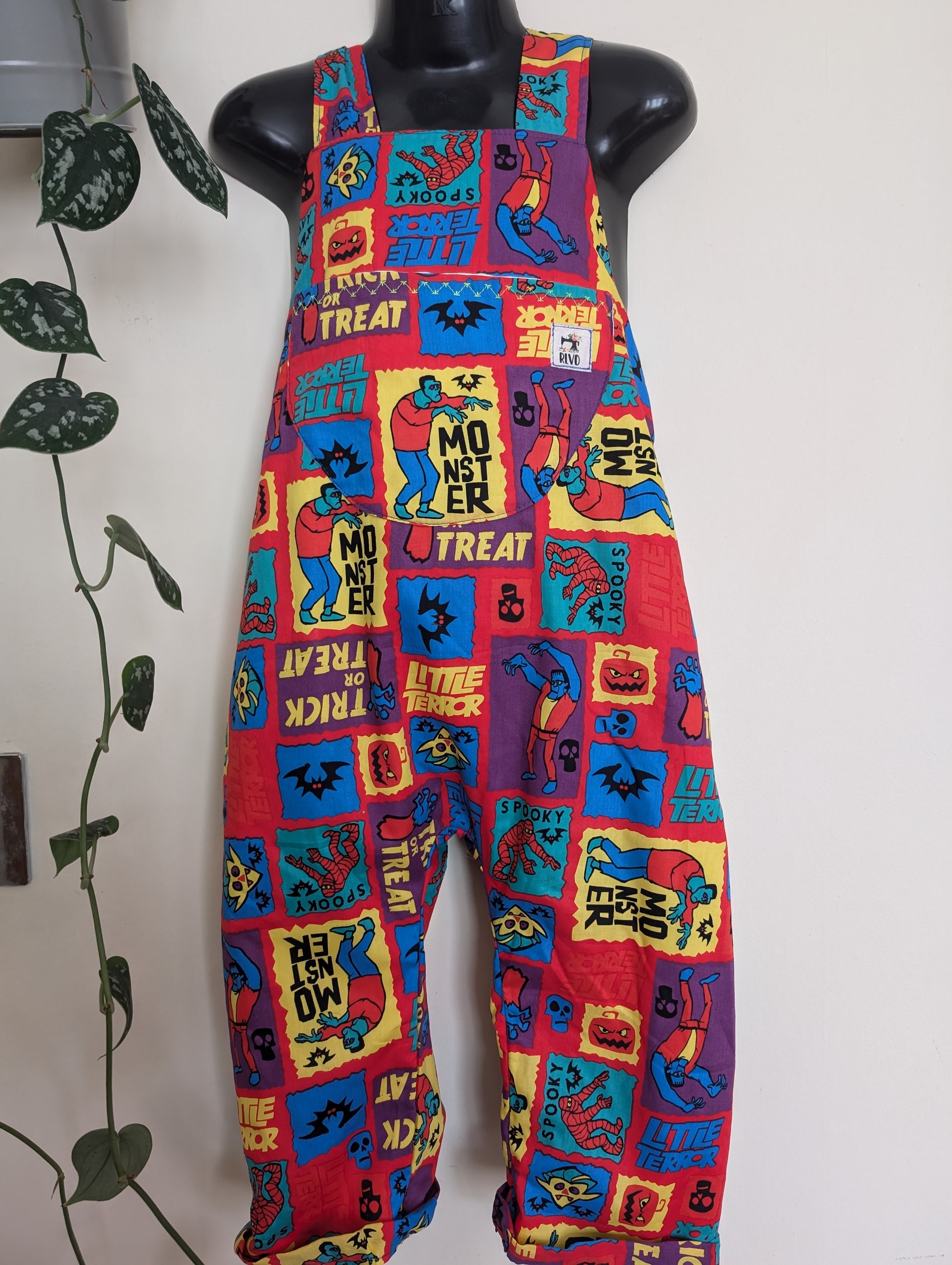 Child  Dungarees, romper, age 3-4yrs Halloween monsters suit RelovedDesignsbyDawn