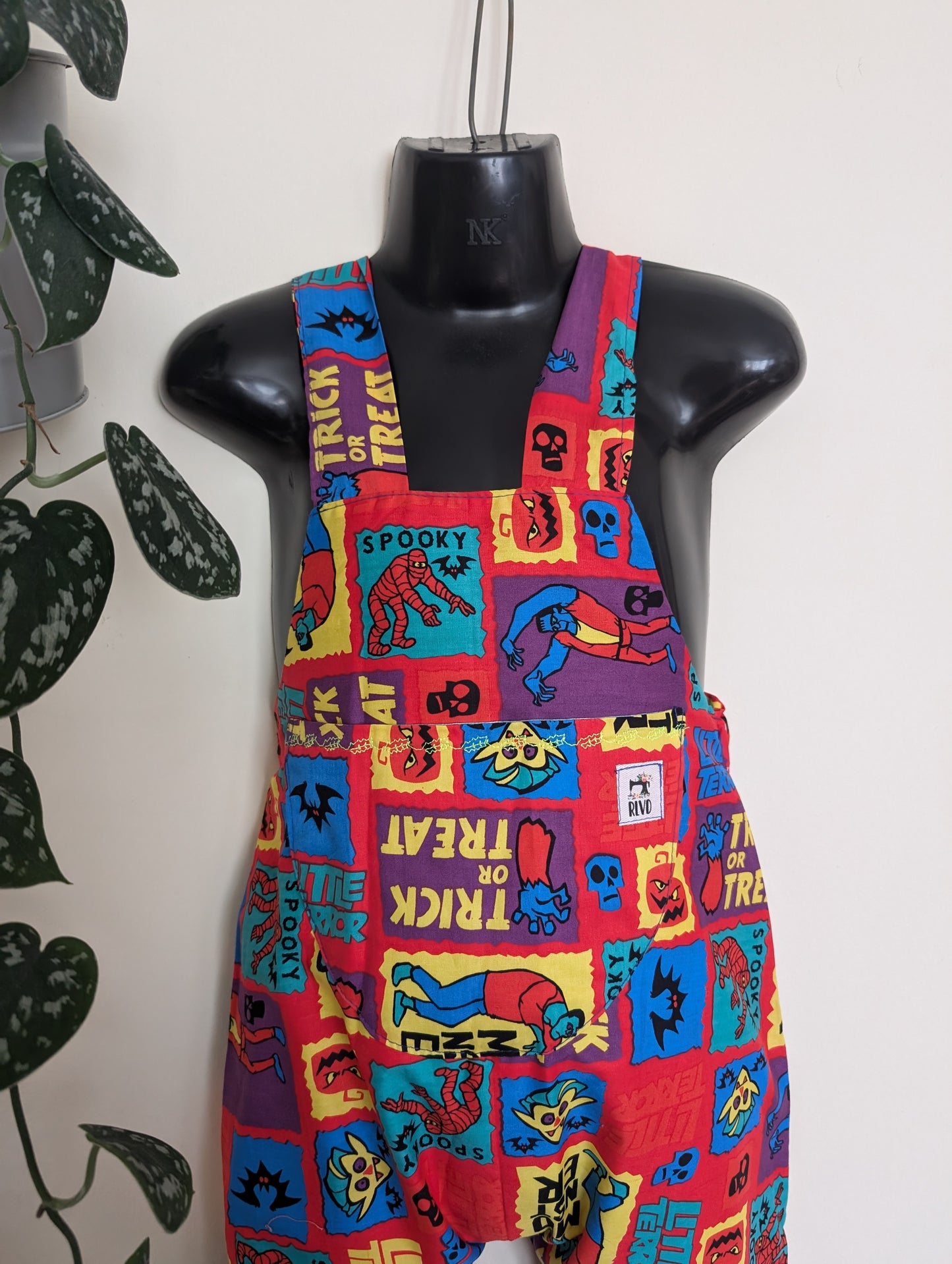 Child  Dungarees, romper, age 9-12m Halloween monsters suit RelovedDesignsbyDawn