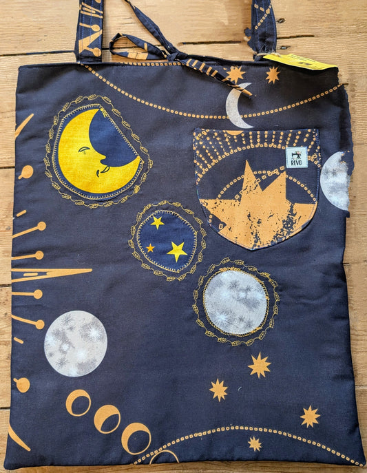 large tote, shopping bag, shoulder bag, constellations bag, celestial bag, embroidered bag, shoulder tote RelovedDesignsbyDawn