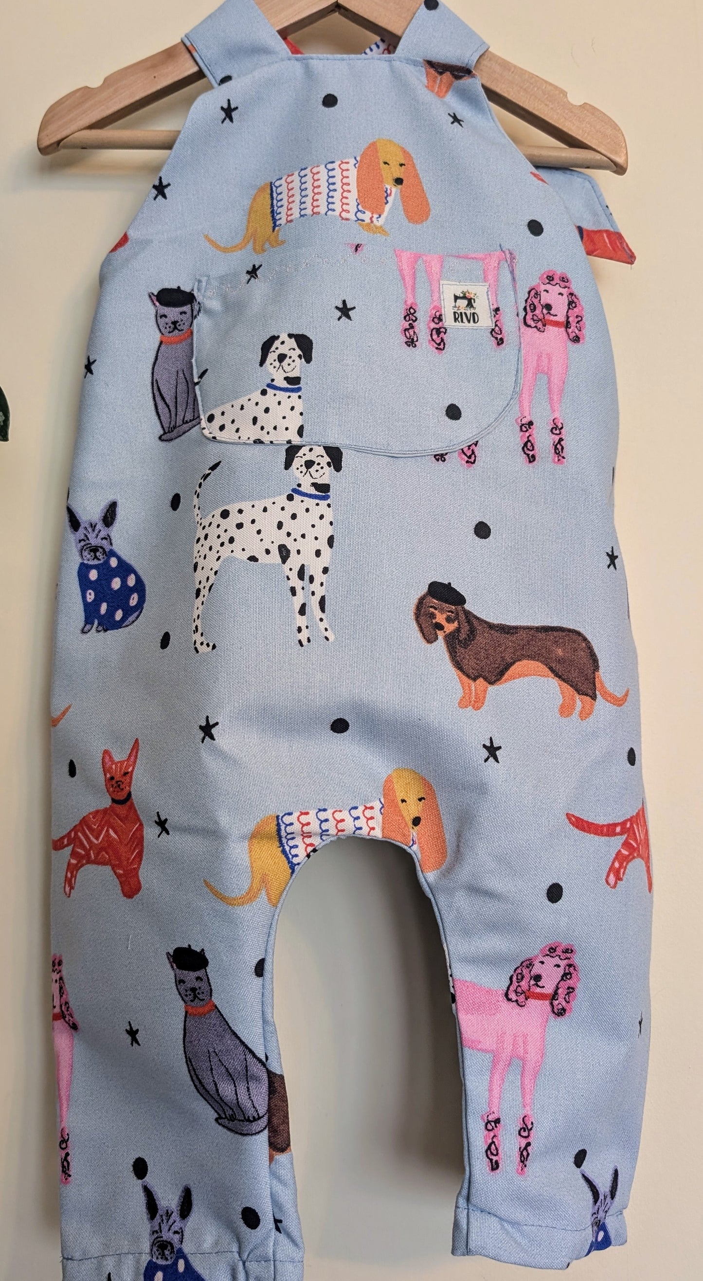 Child  Dungarees, age 12-18m doggies pattern dungarees, baby romper, dogs RelovedDesignsbyDawn