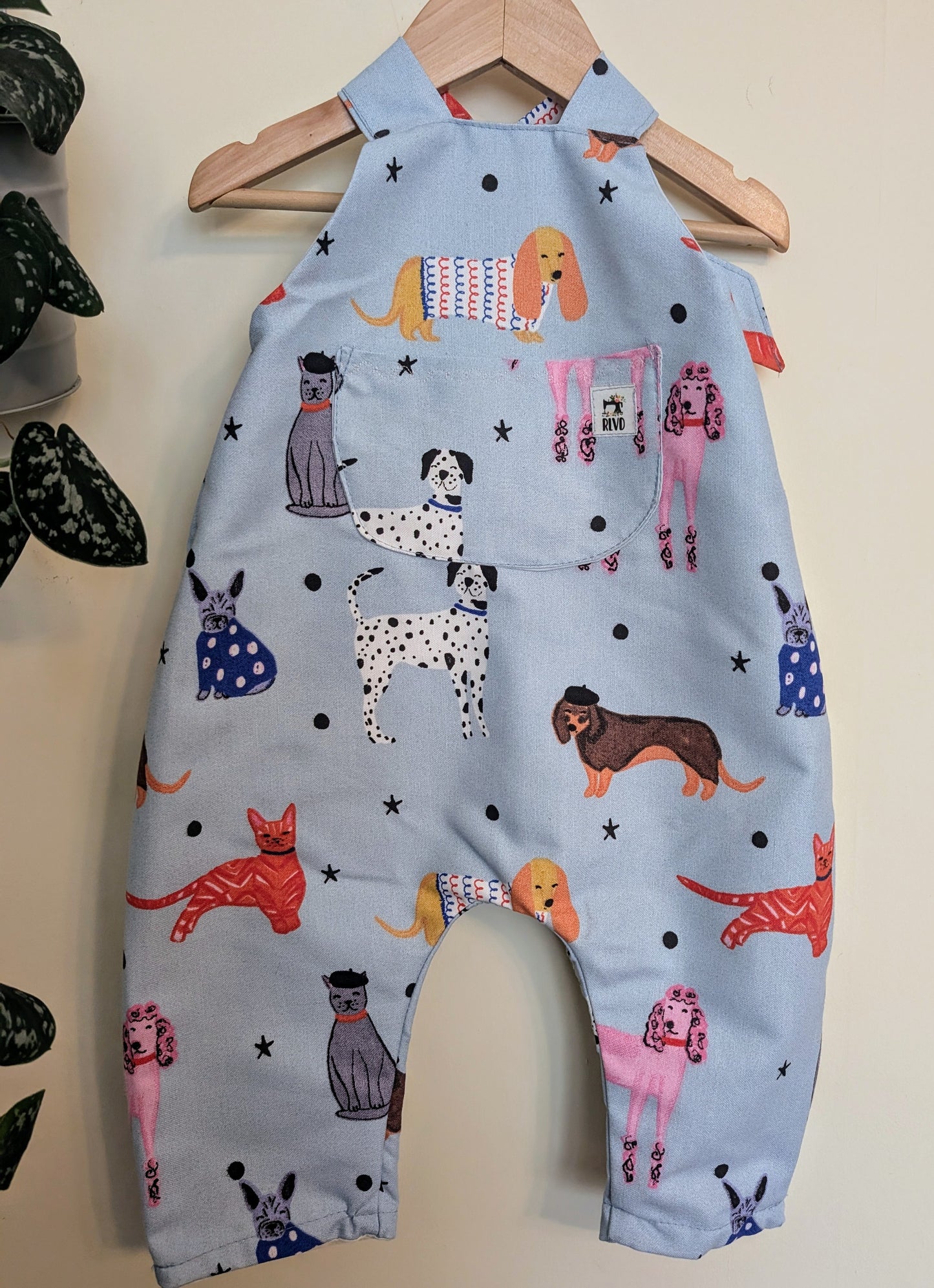 Child  Dungarees, age 12-18m doggies pattern dungarees, baby romper, dogs RelovedDesignsbyDawn