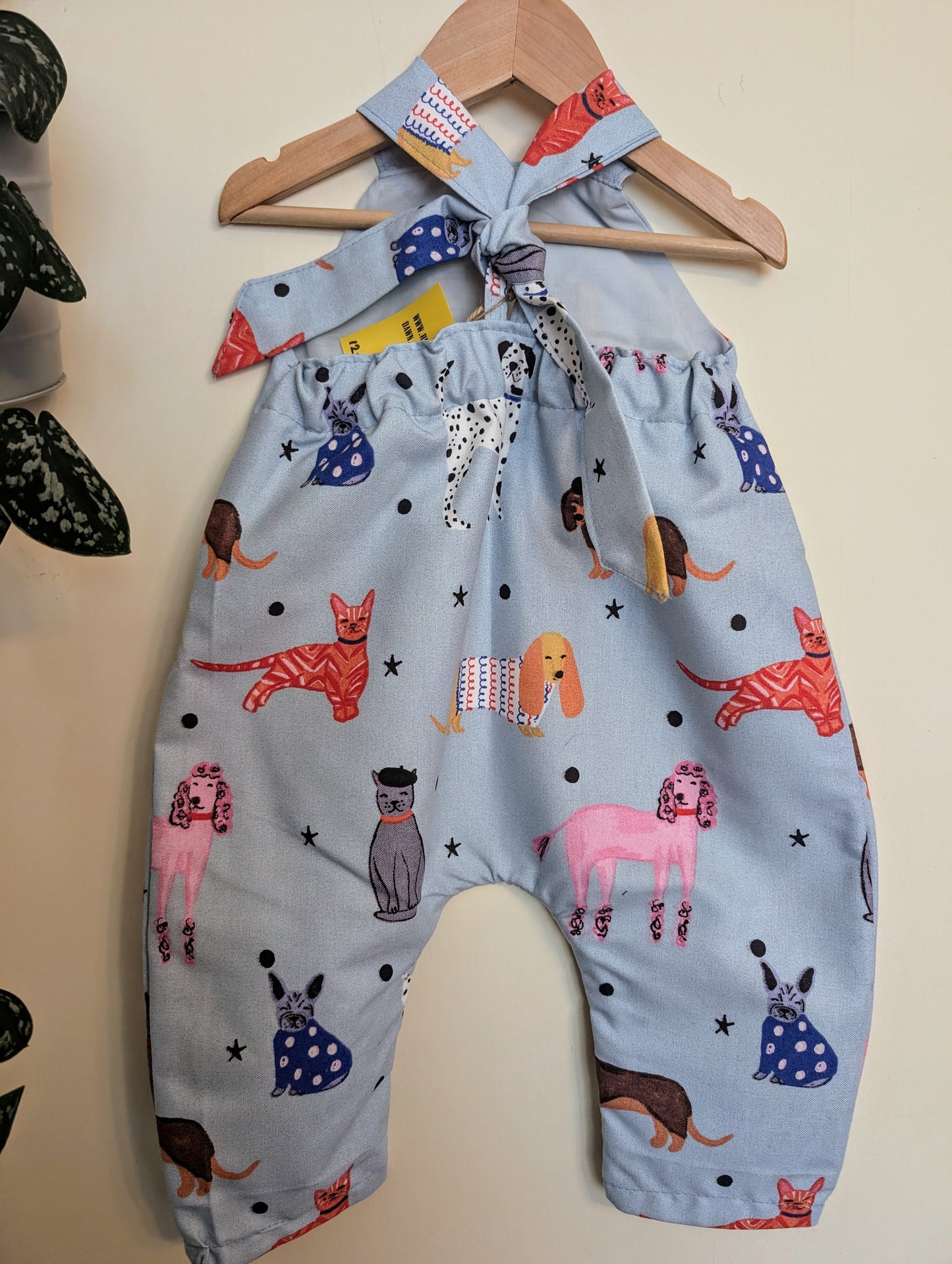 Child  Dungarees, age 12-18m doggies pattern dungarees, baby romper, dogs RelovedDesignsbyDawn