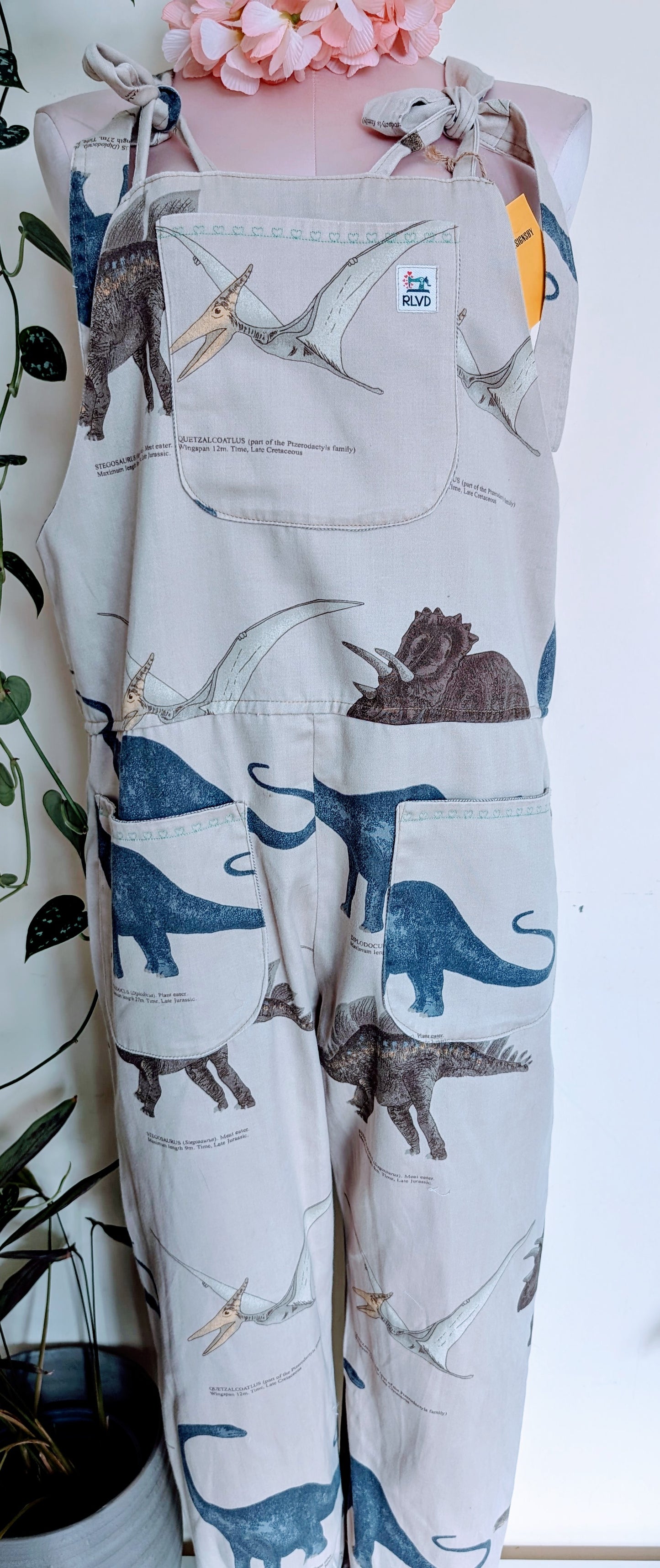 dungarees size 10 dinosaur, prehistoric themed dungarees, novelty overalls, RelovedDesignsbyDawn