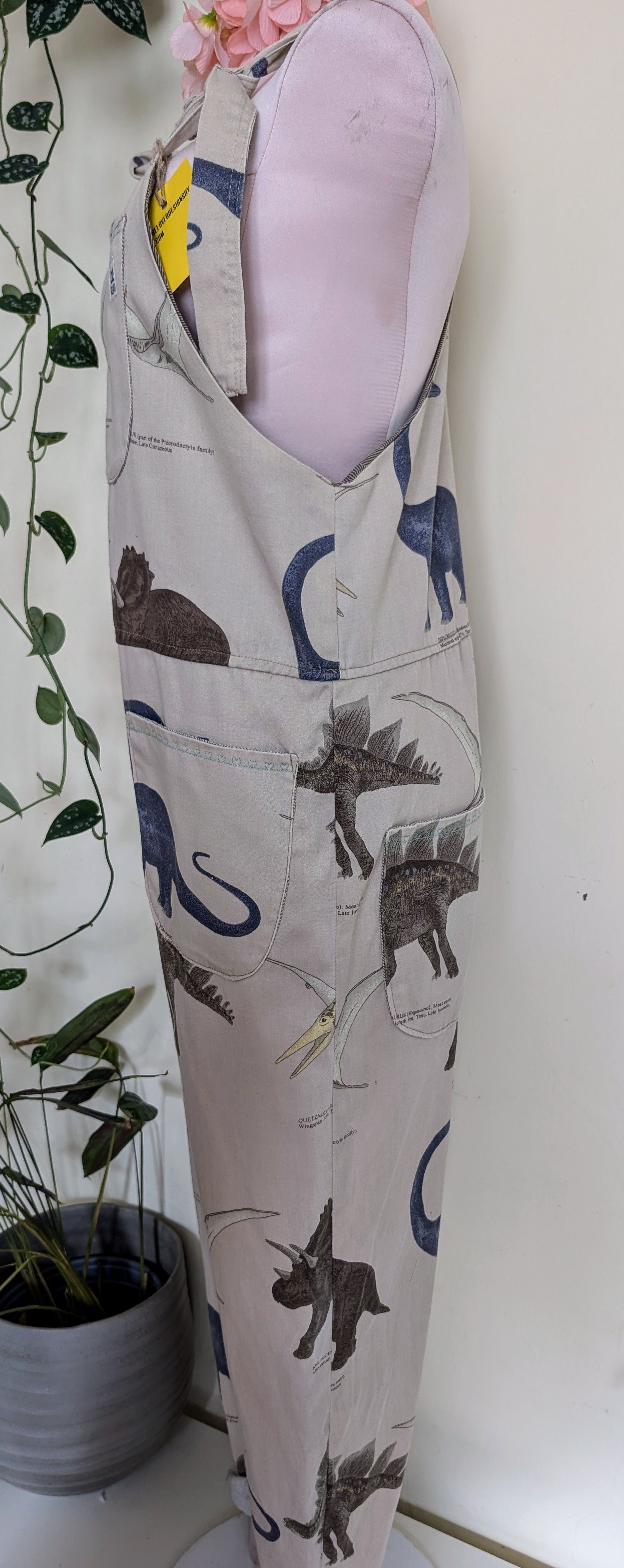 dungarees size 10 dinosaur, prehistoric themed dungarees, novelty overalls, RelovedDesignsbyDawn