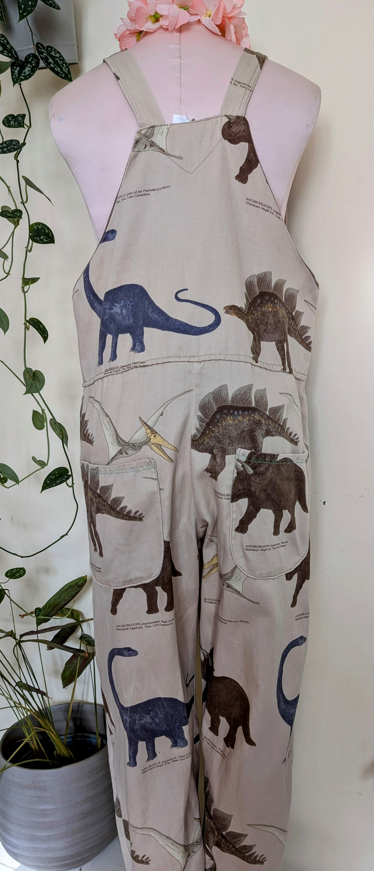 dungarees size 10 dinosaur, prehistoric themed dungarees, novelty overalls, RelovedDesignsbyDawn