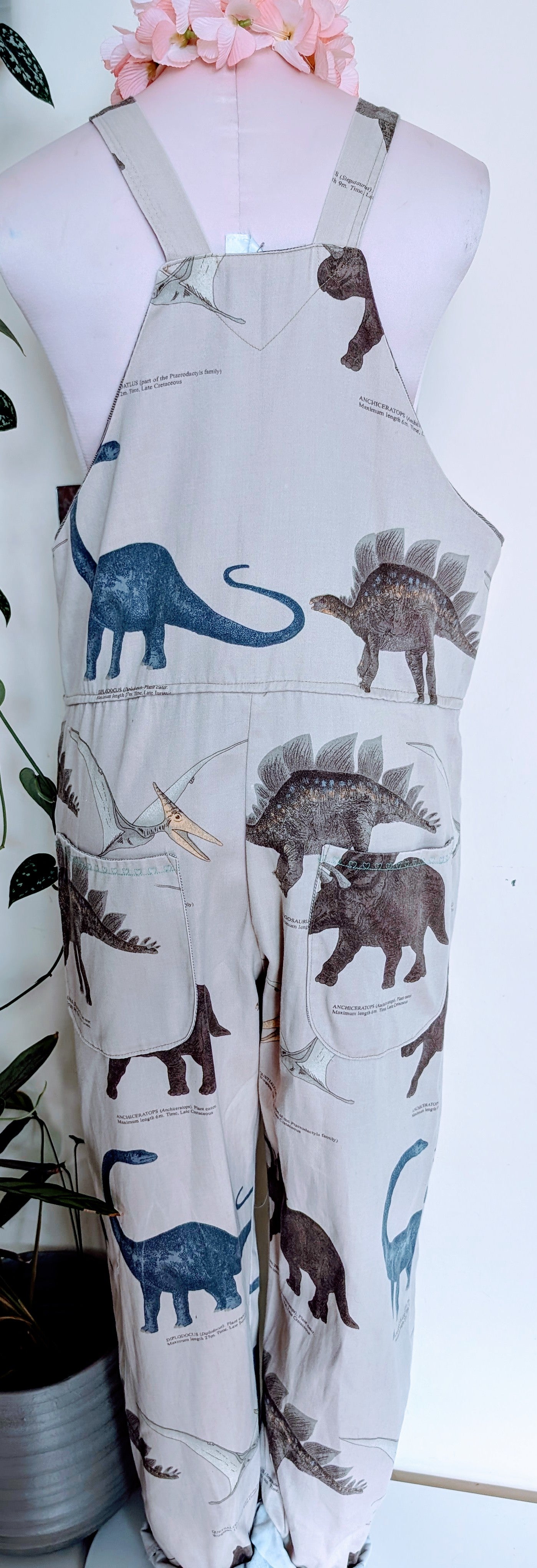 dungarees size 10 dinosaur, prehistoric themed dungarees, novelty overalls, RelovedDesignsbyDawn