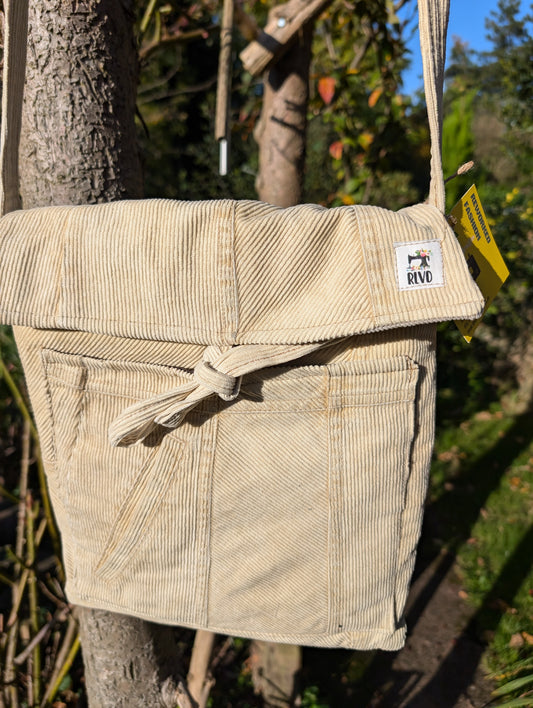 cross body bag corduroy cream RelovedDesignsbyDawn