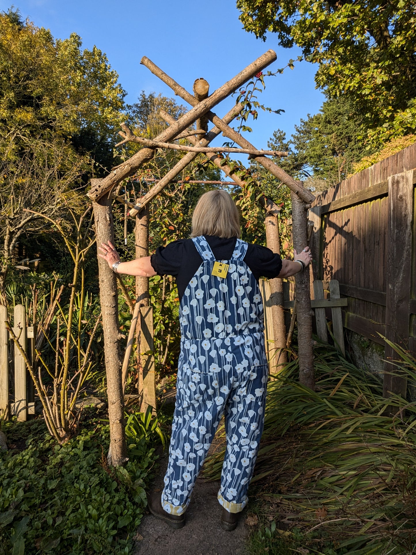 dungarees size 20, Navy and white floral pattern dungarees, plus size dungarees RelovedDesignsbyDawn