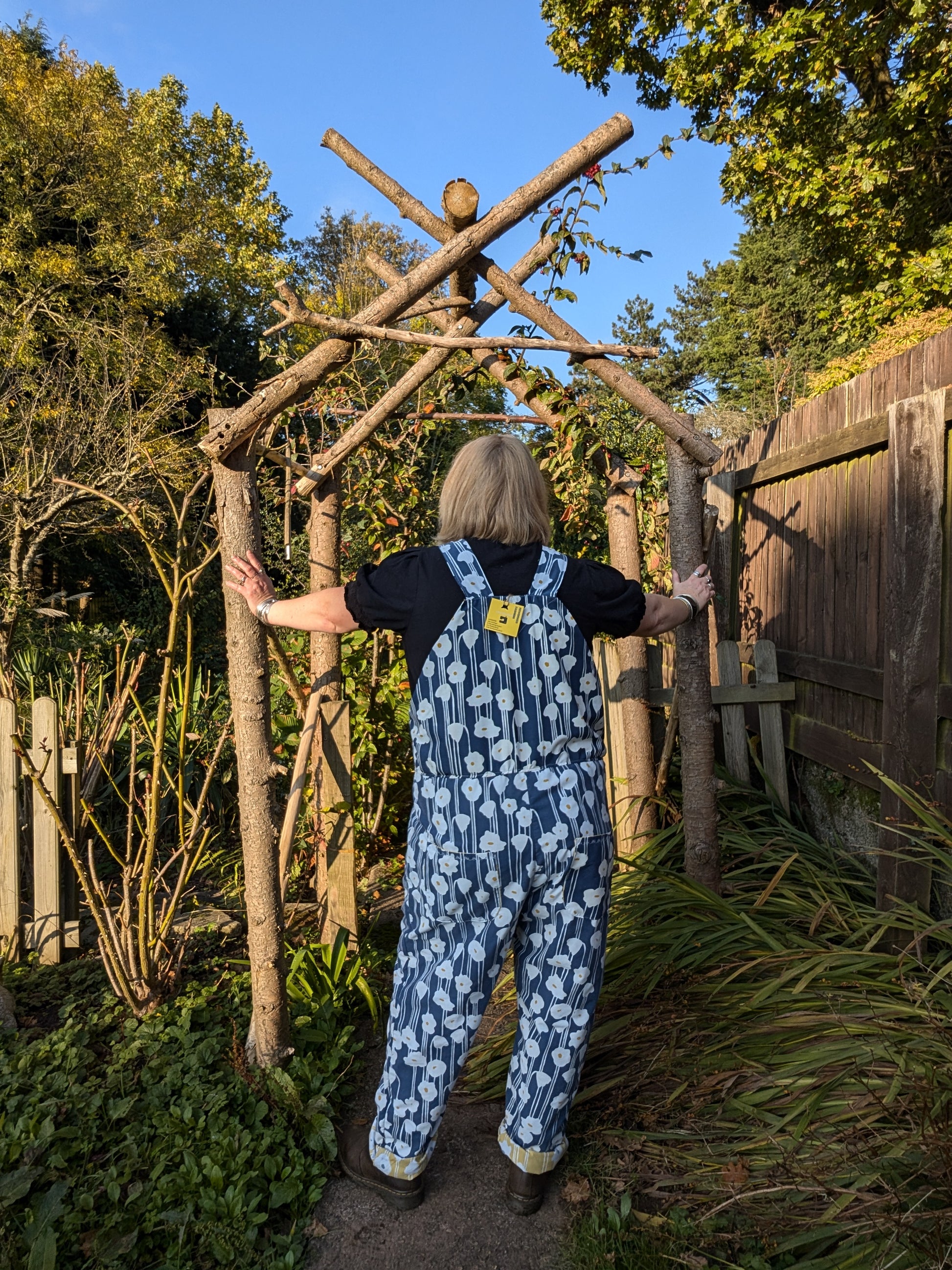 dungarees size 20, Navy and white floral pattern dungarees, plus size dungarees RelovedDesignsbyDawn