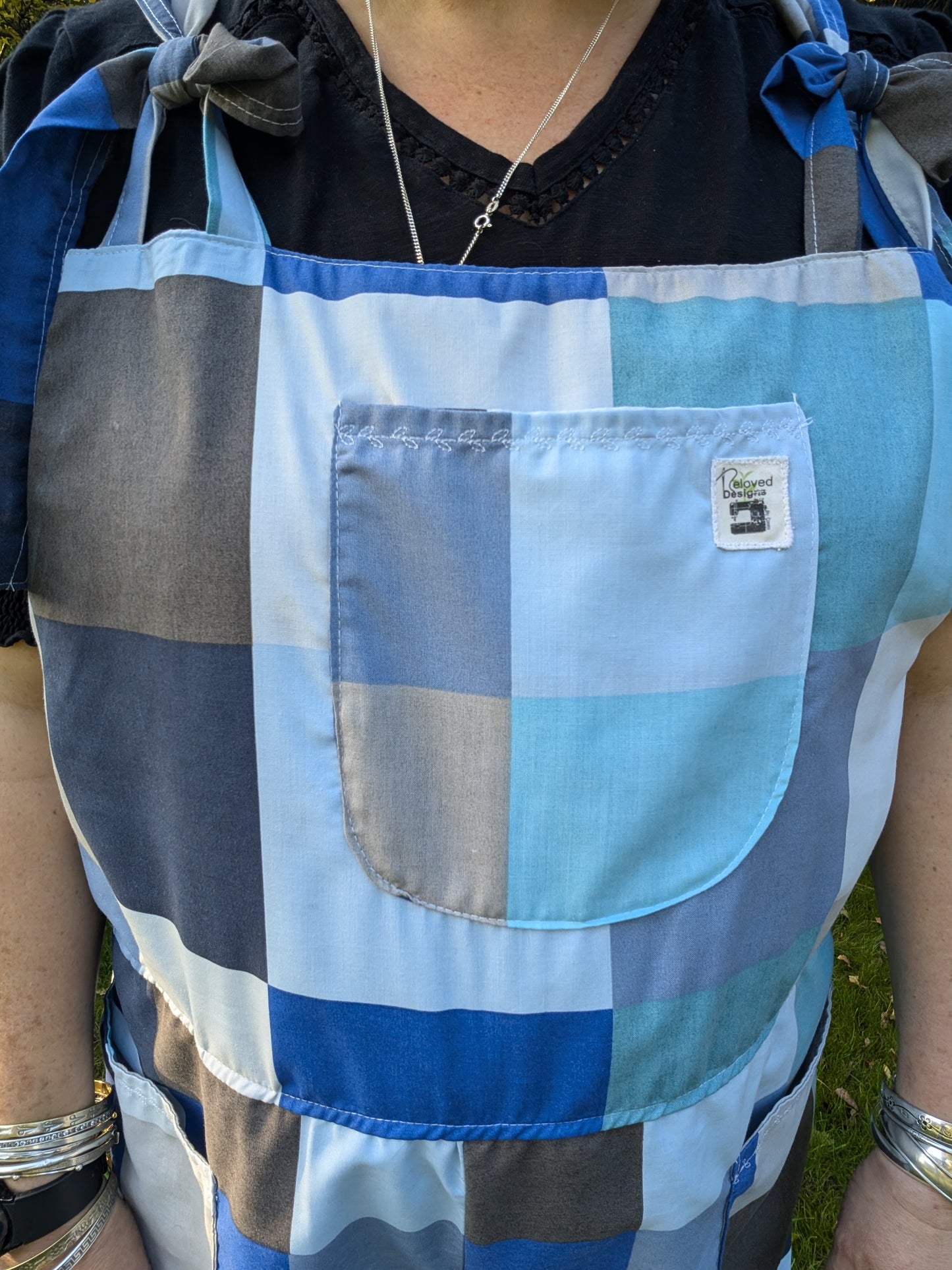 dungarees size 22, check blue pattern dungarees, plus size dungarees RelovedDesignsbyDawn