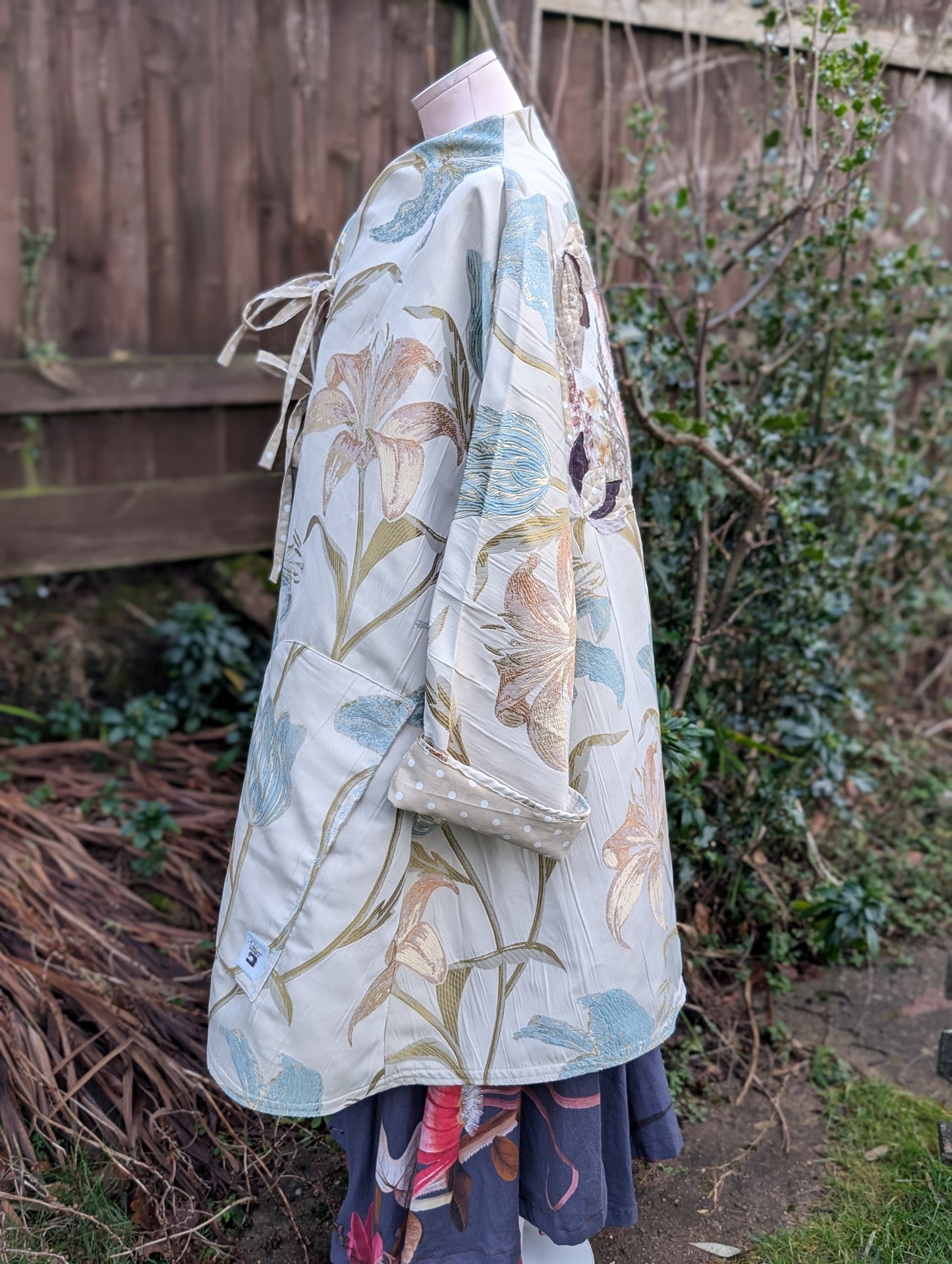 coat, kimono style coat, fox feature coat, swing coat, coat, autumn coat, floral coat, fox lovers clothes, tulips jacket, nature themed coat