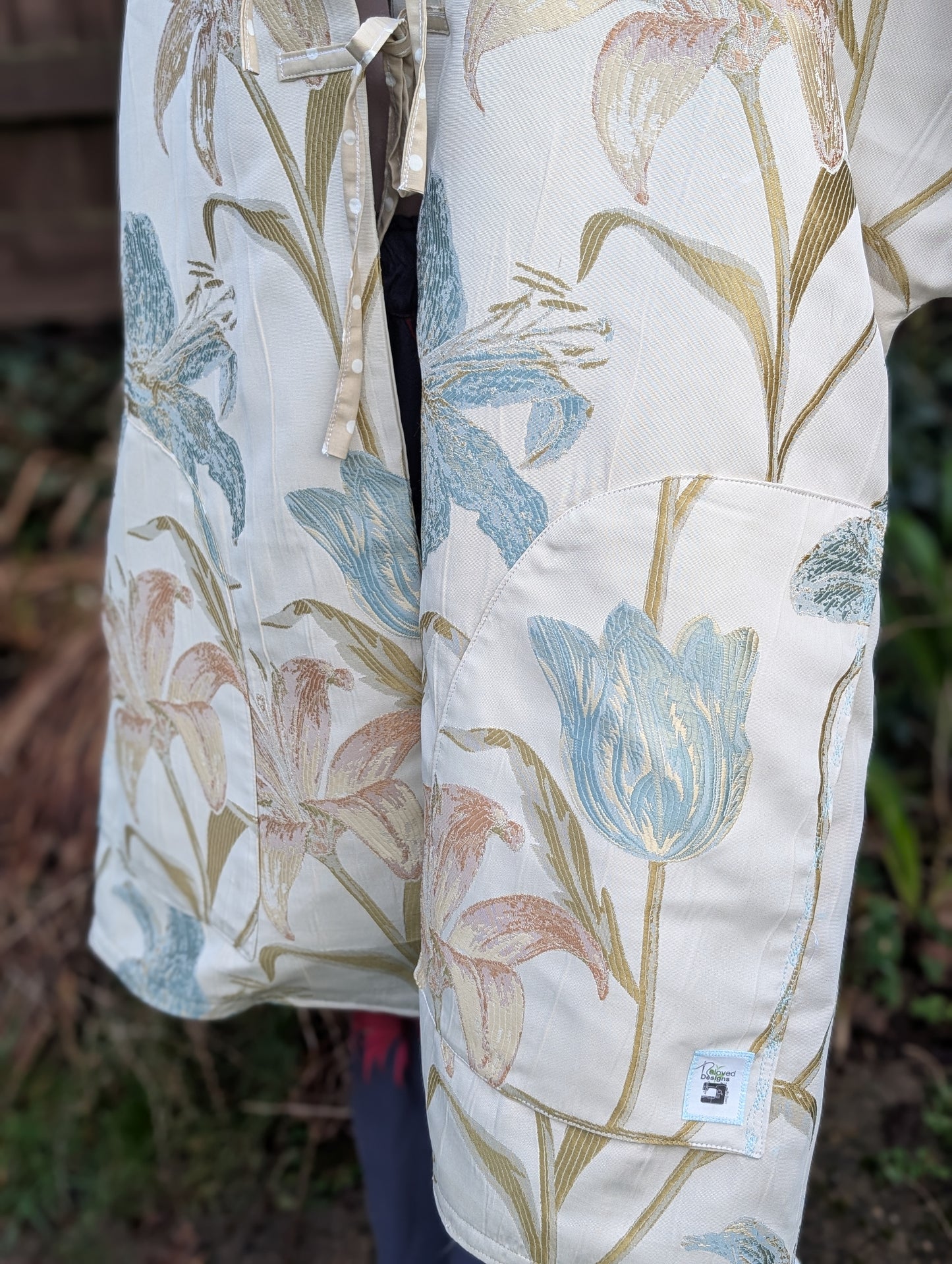 coat, kimono style coat, fox feature coat, swing coat, coat, autumn coat, floral coat, fox lovers clothes, tulips jacket, nature themed coat