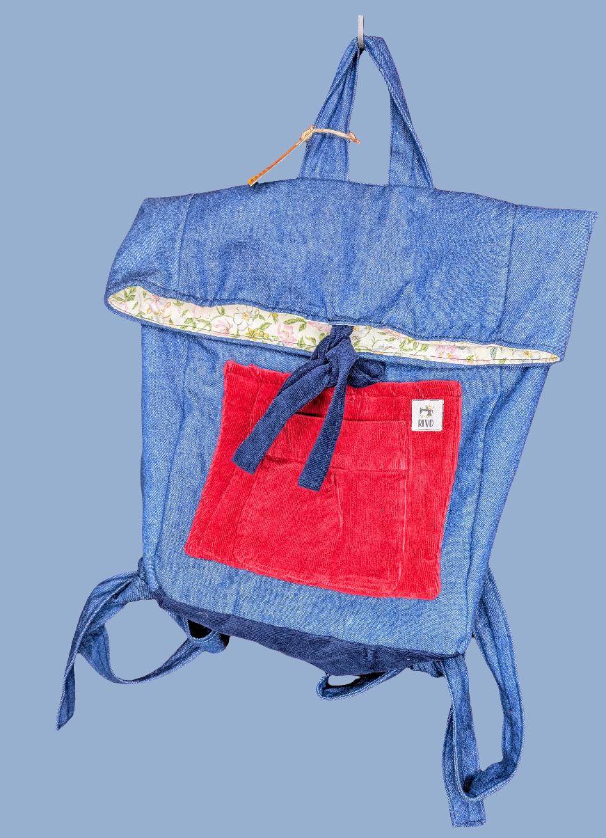 Backpack denim, sustainable rucksack RelovedDesignsbyDawn