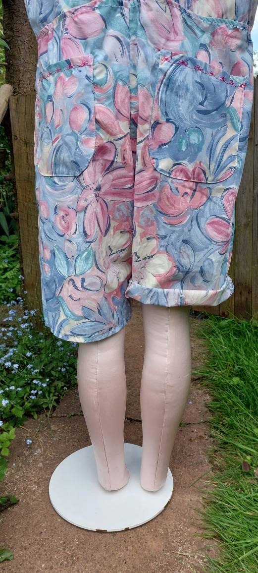 Dungarees size 14/m Dungarees, pink and blue floral dungarees, cropped Dungarees, shorts dungarees, patterned overall