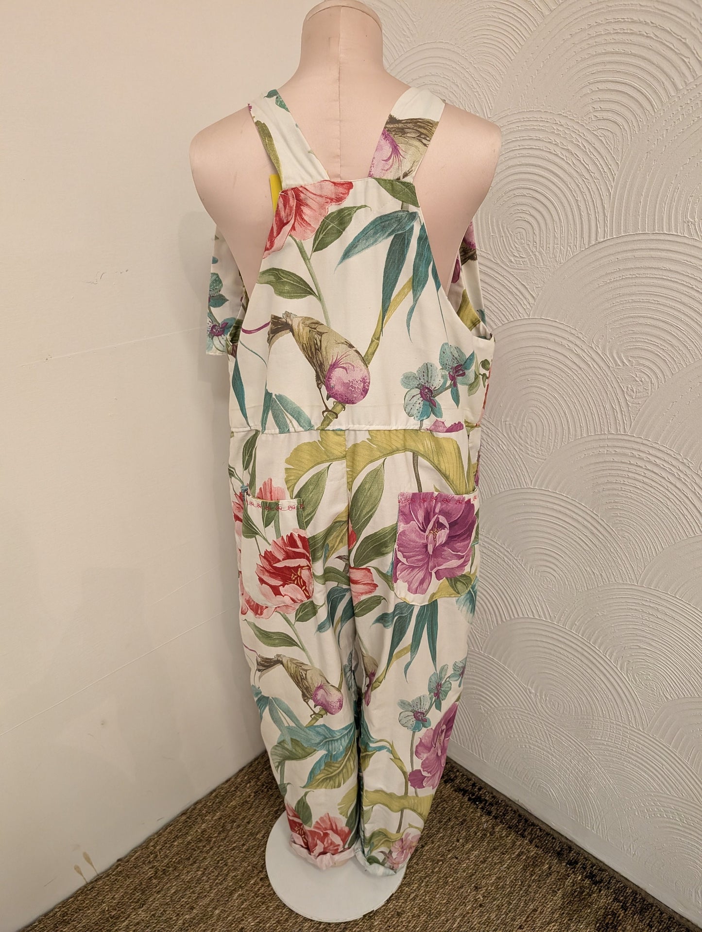 dungarees size 12, birds and floral