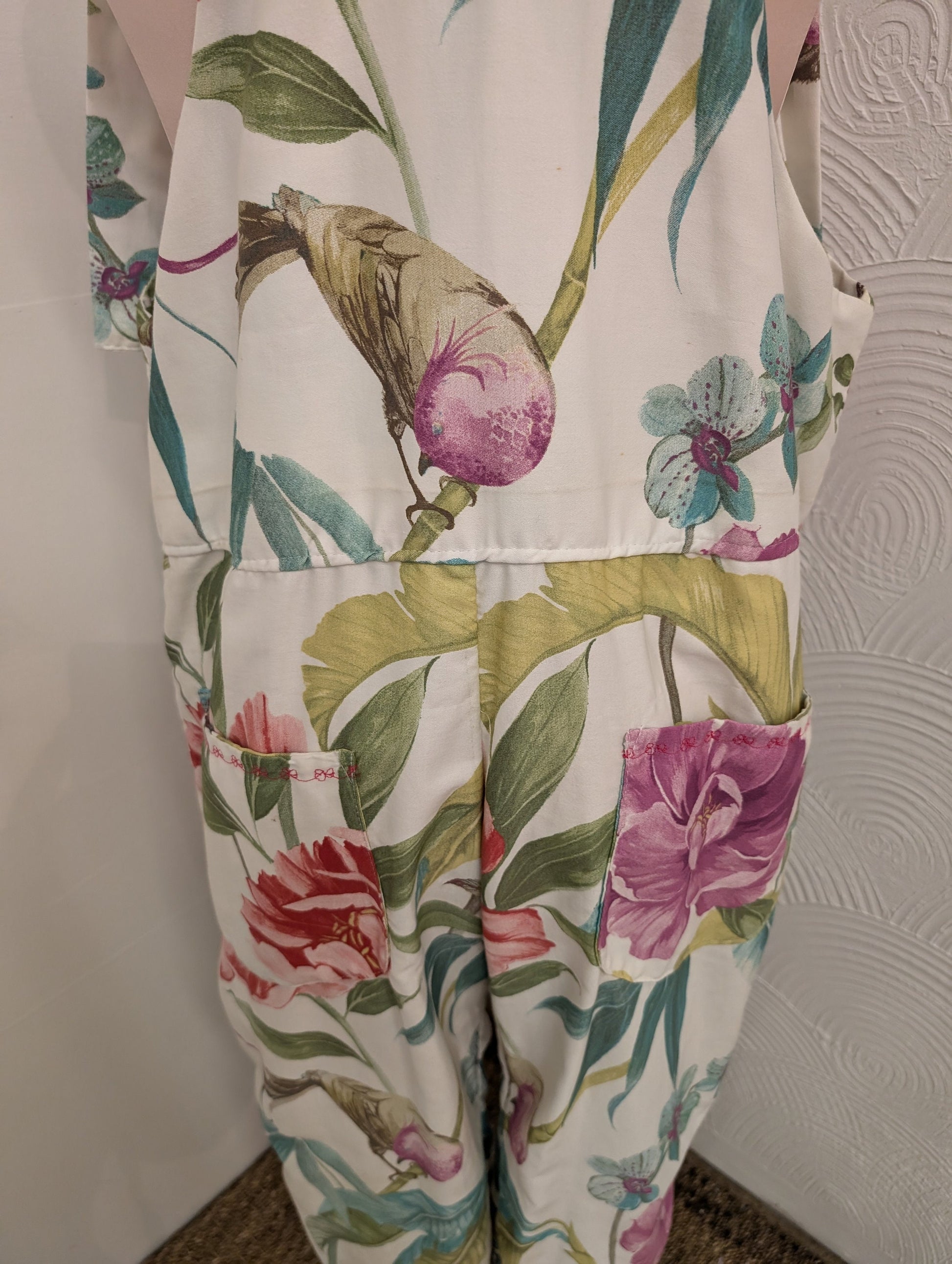 dungarees size 12, birds and floral