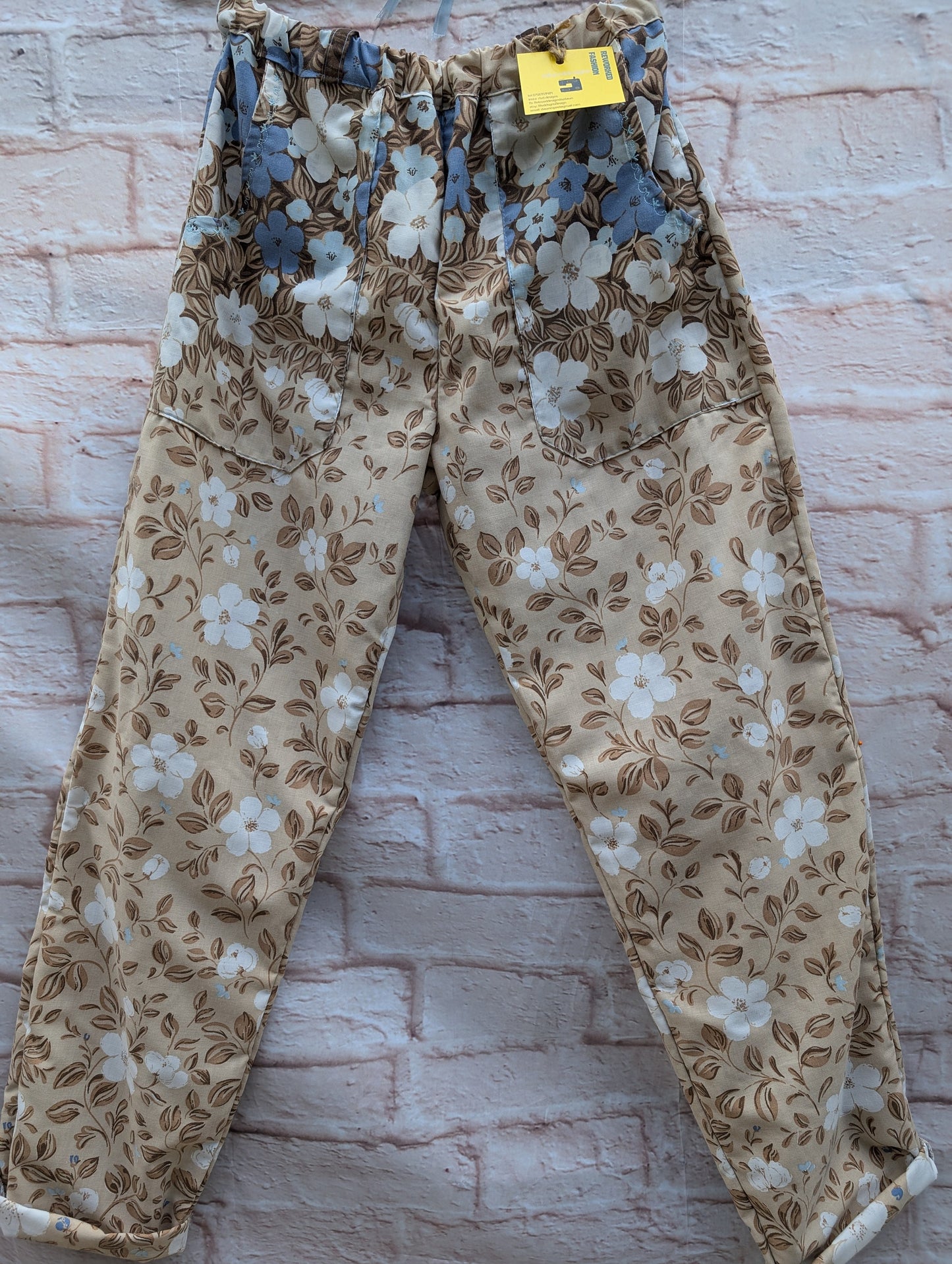 Cotton trousers size 8, Blue and brown floral