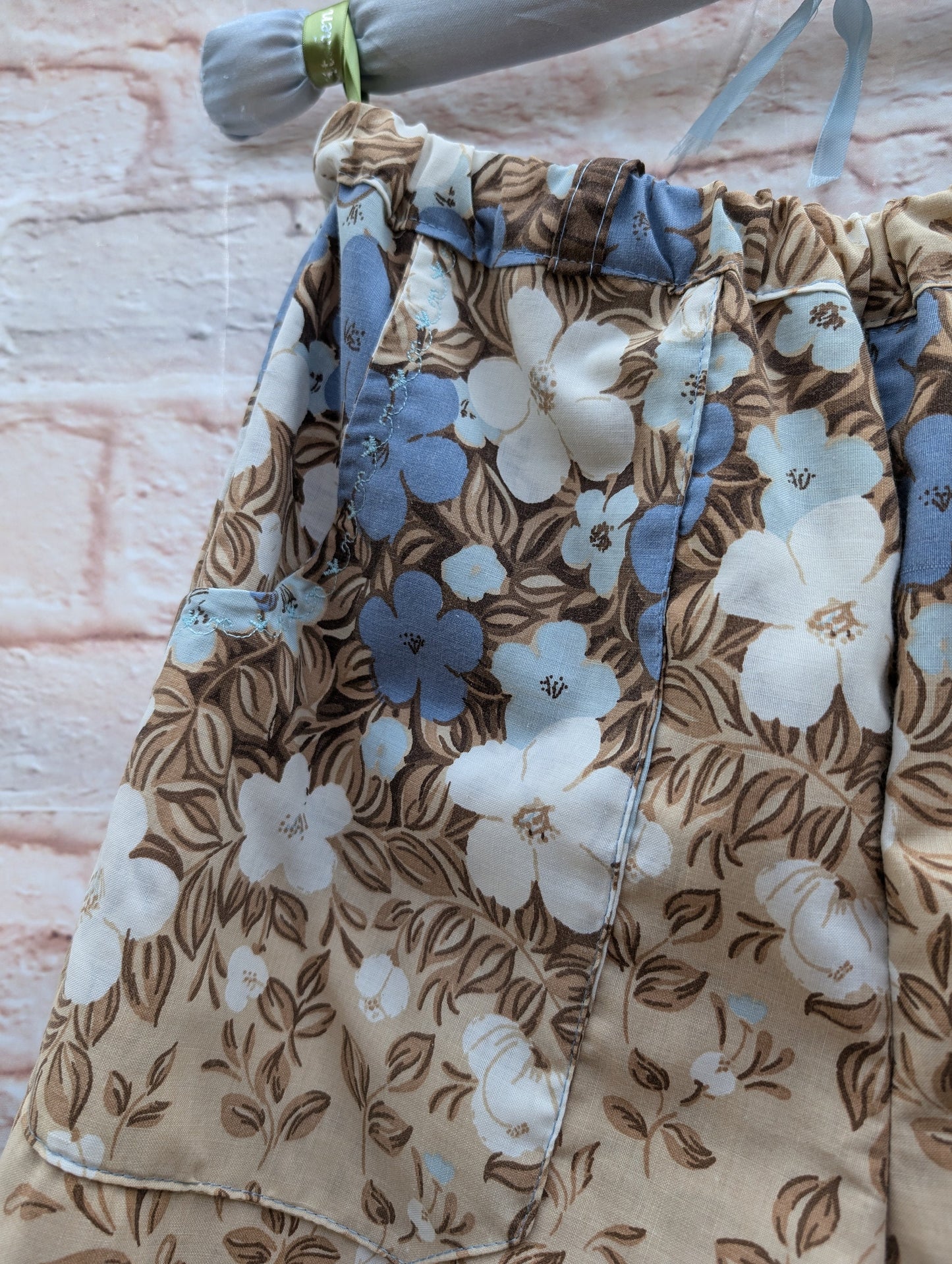 Cotton trousers size 8, Blue and brown floral