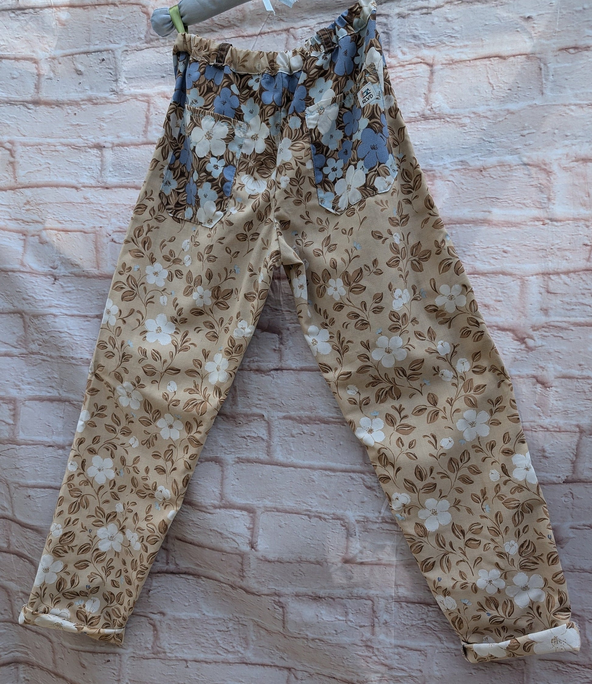 Cotton trousers size 8, Blue and brown floral