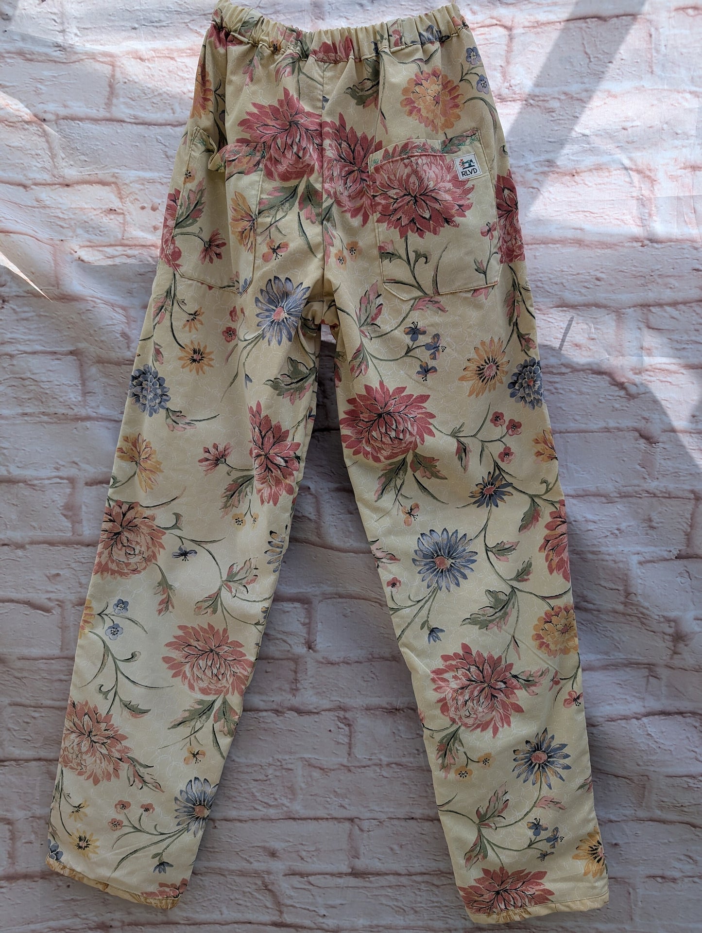 Trousers size 10, stretch waist trousers, vintage floral, straight leg trousers