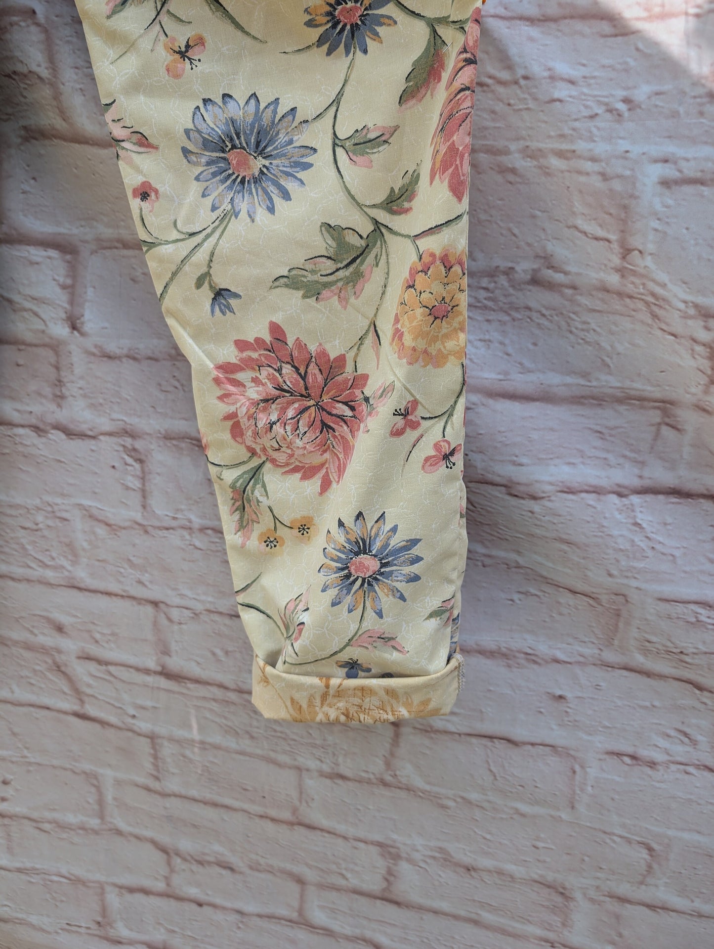 Trousers size 10, stretch waist trousers, vintage floral, straight leg trousers