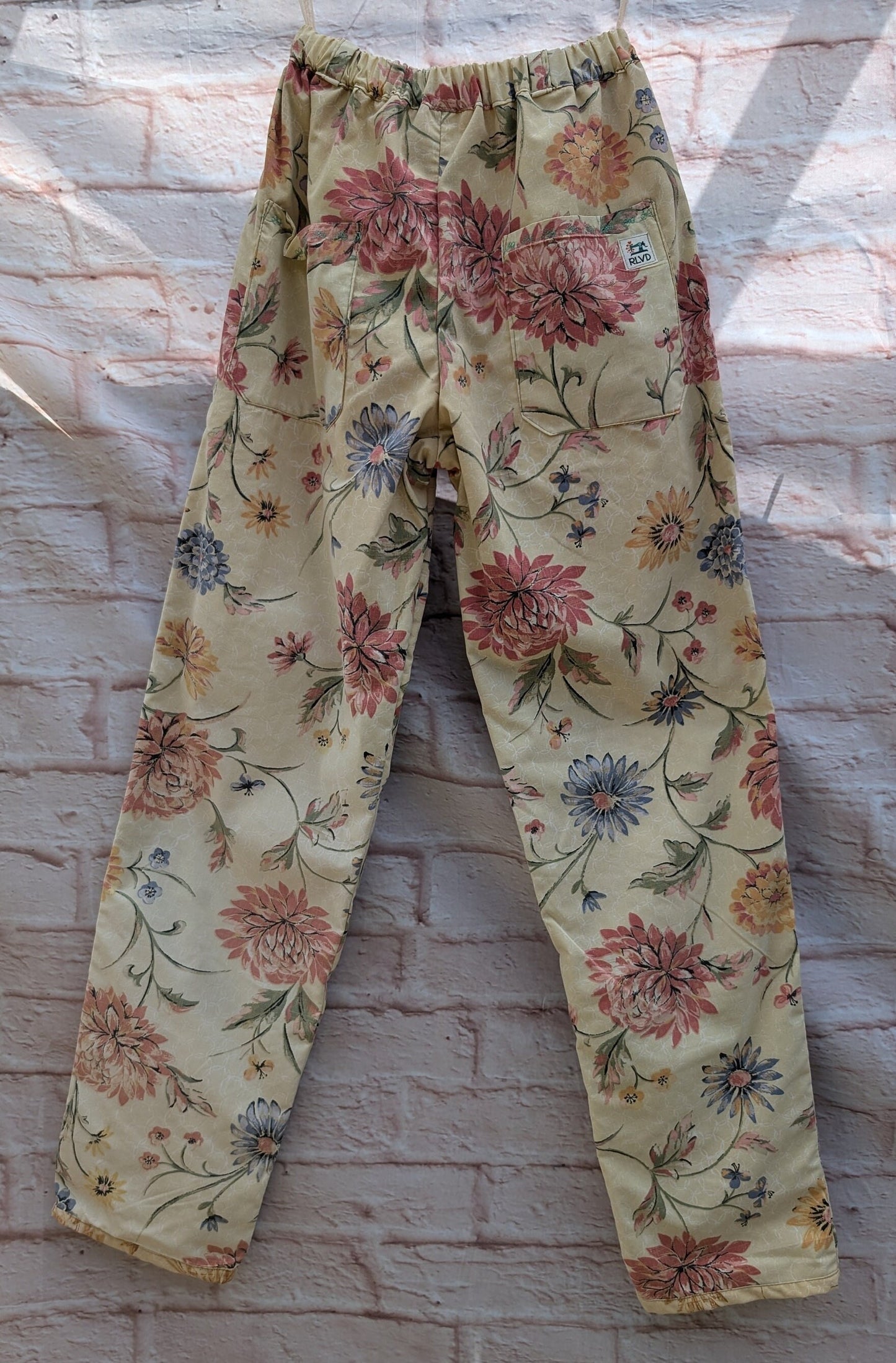 Trousers size 10, stretch waist trousers, vintage floral, straight leg trousers