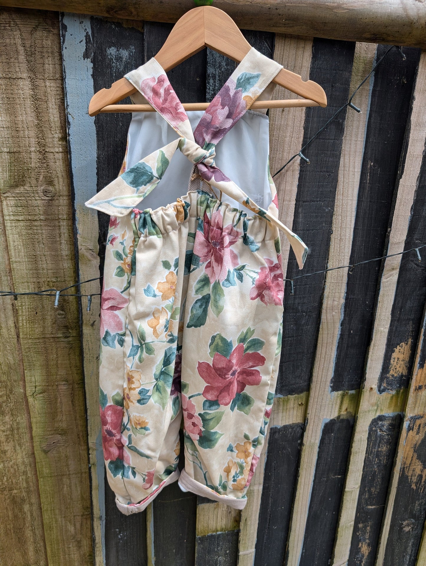 Child Dungarees, romper, age 3-4yrs, vintage rose