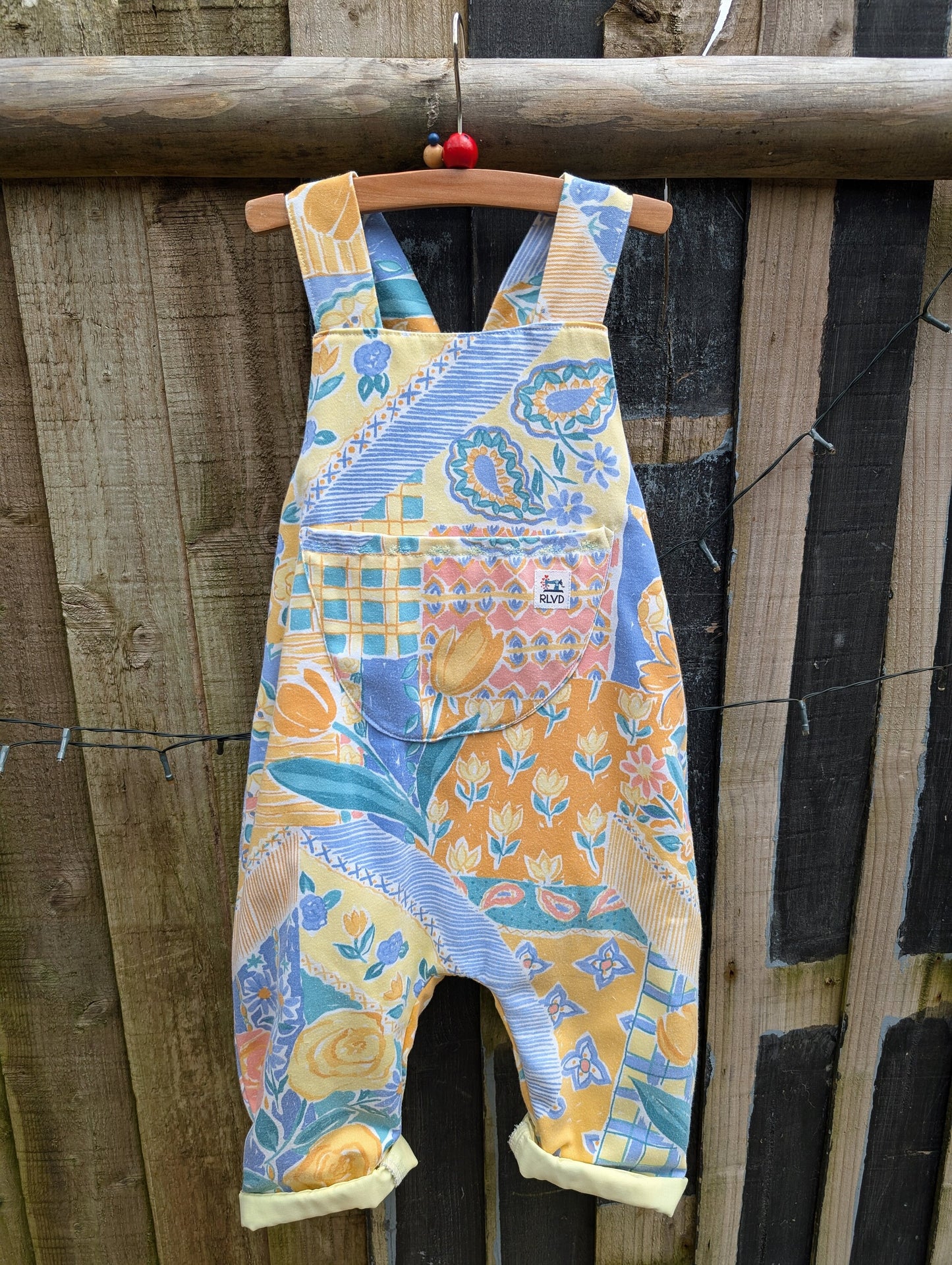 Child Dungarees, romper, age 3-4yrs, yellow flowers