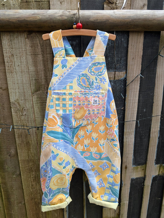 Child Dungarees, romper, age 3-4yrs, yellow flowers