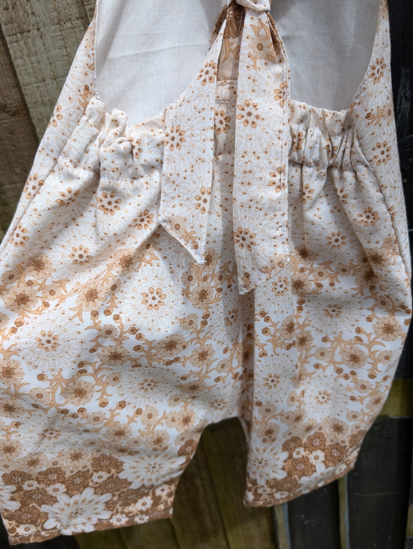 Child Dungarees, romper, age 3-4yrs, vintage brown floral