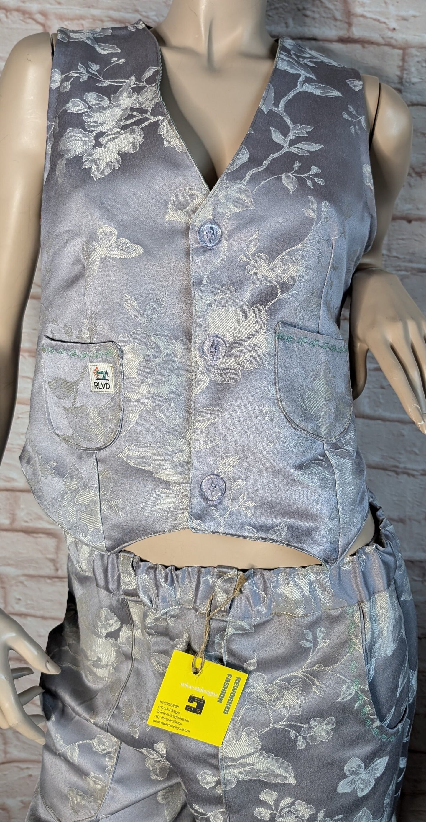 waistcoat size s / 12, silver grey embroidered.