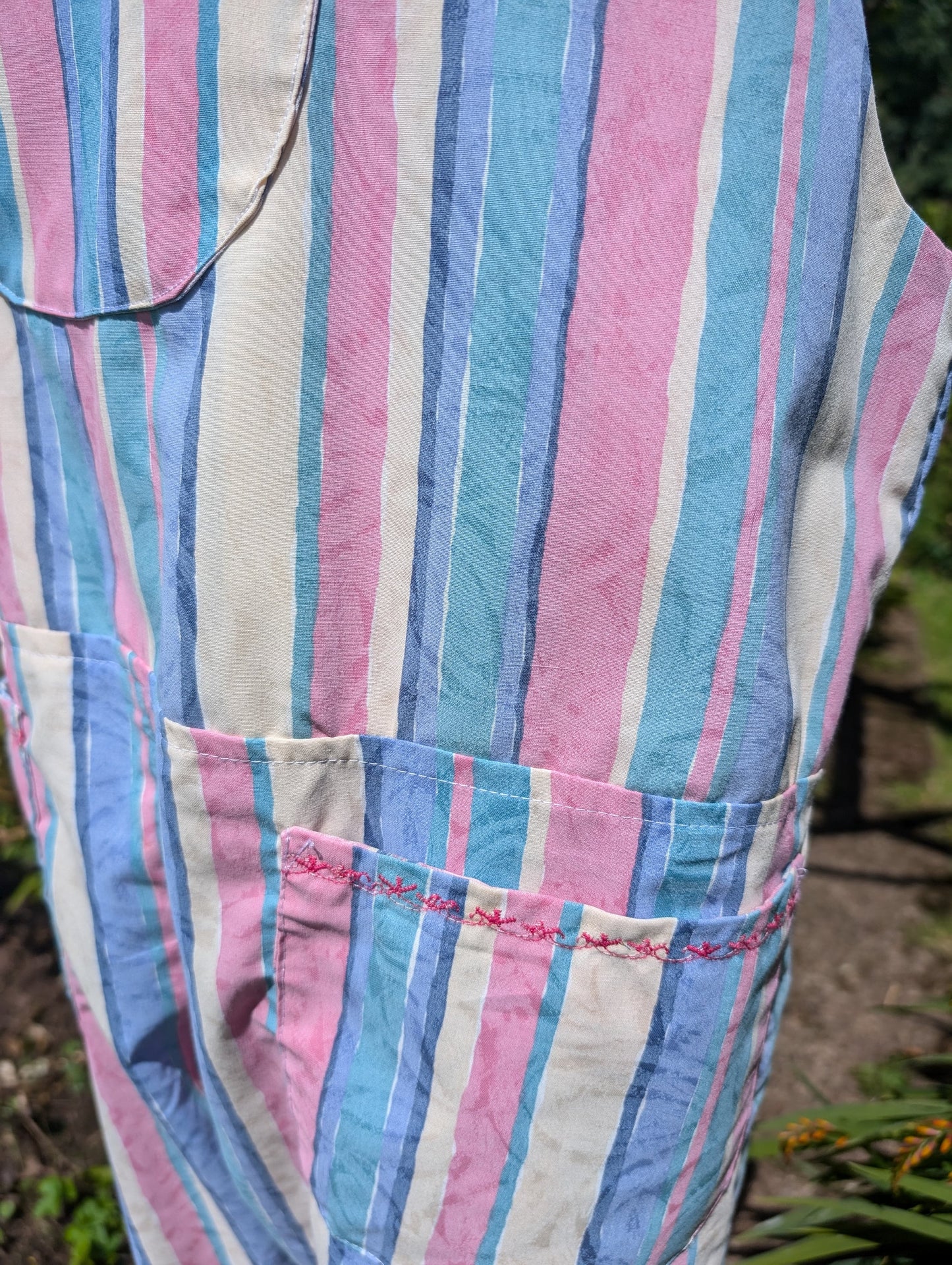 dungarees size 14 , short dungarees, candy stripe dungarees, pink dungarees, cropped Dungarees, cropped overalls