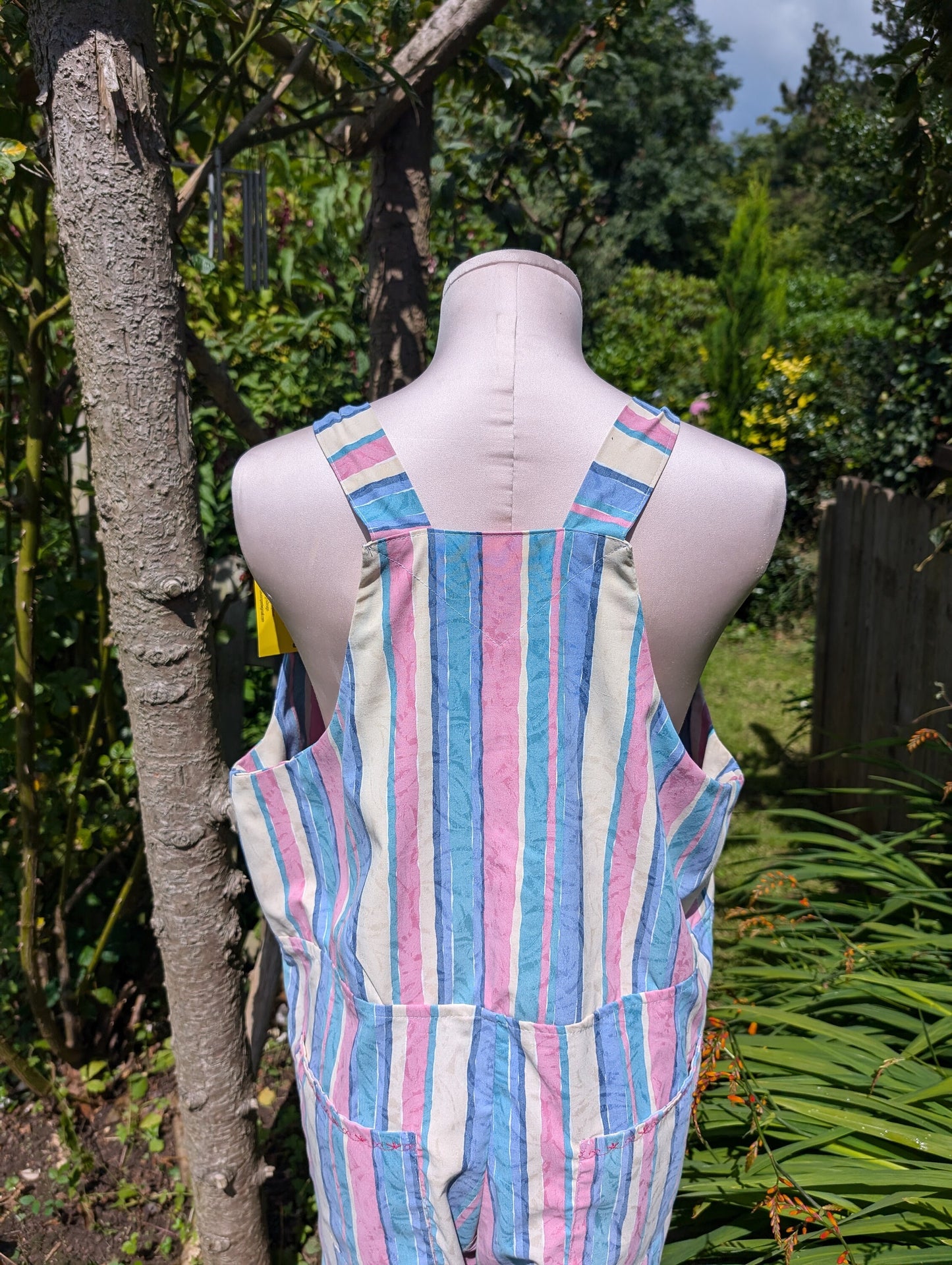 dungarees size 14 , short dungarees, candy stripe dungarees, pink dungarees, cropped Dungarees, cropped overalls