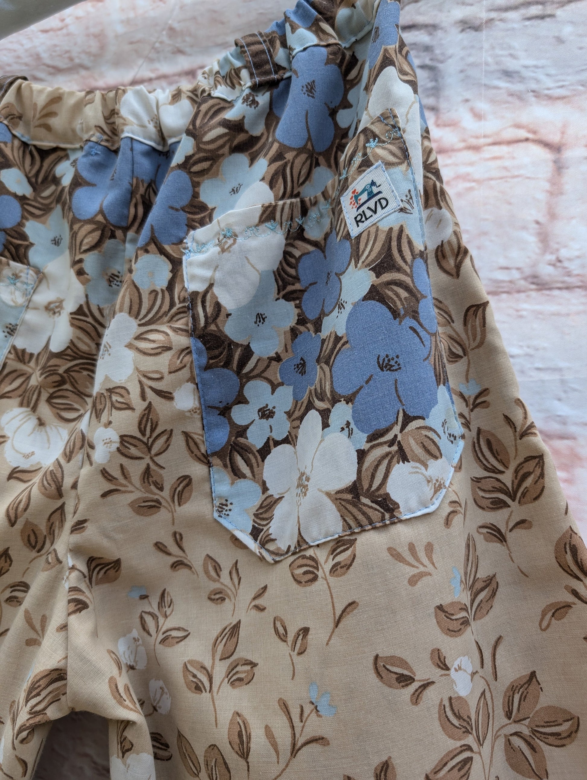 Cotton trousers size 8, Blue and brown floral