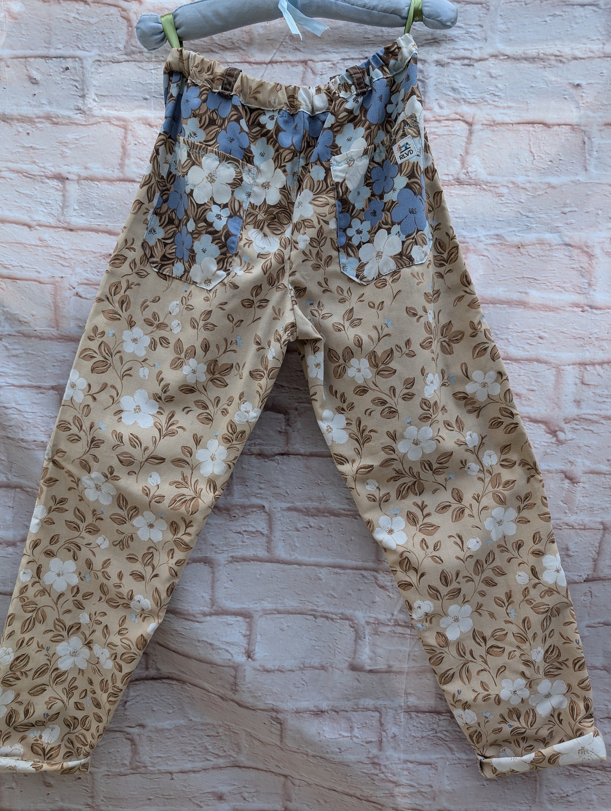 Cotton trousers size 8, Blue and brown floral