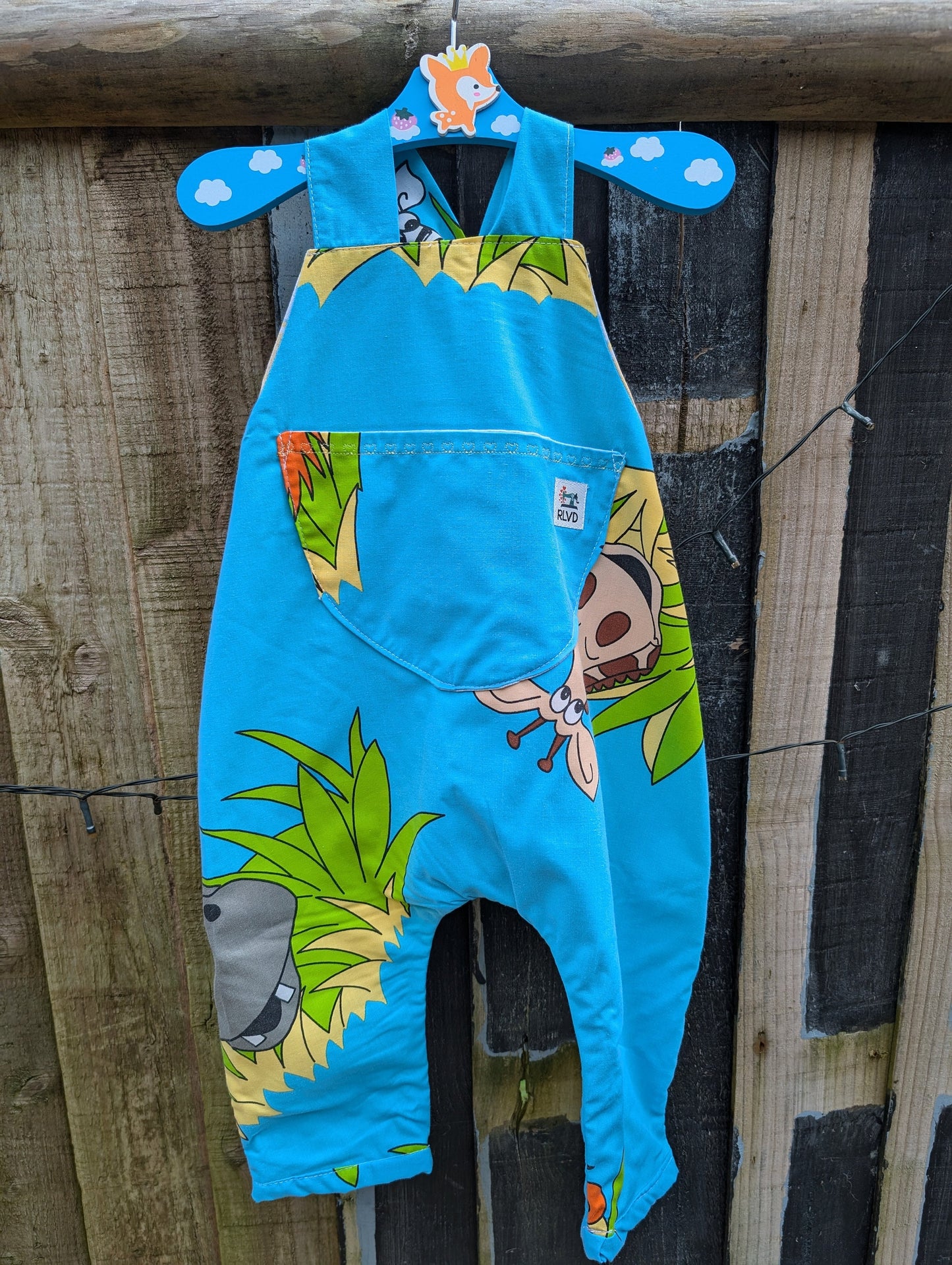 Baby Dungarees, romper, age 6-9m, zoo animals