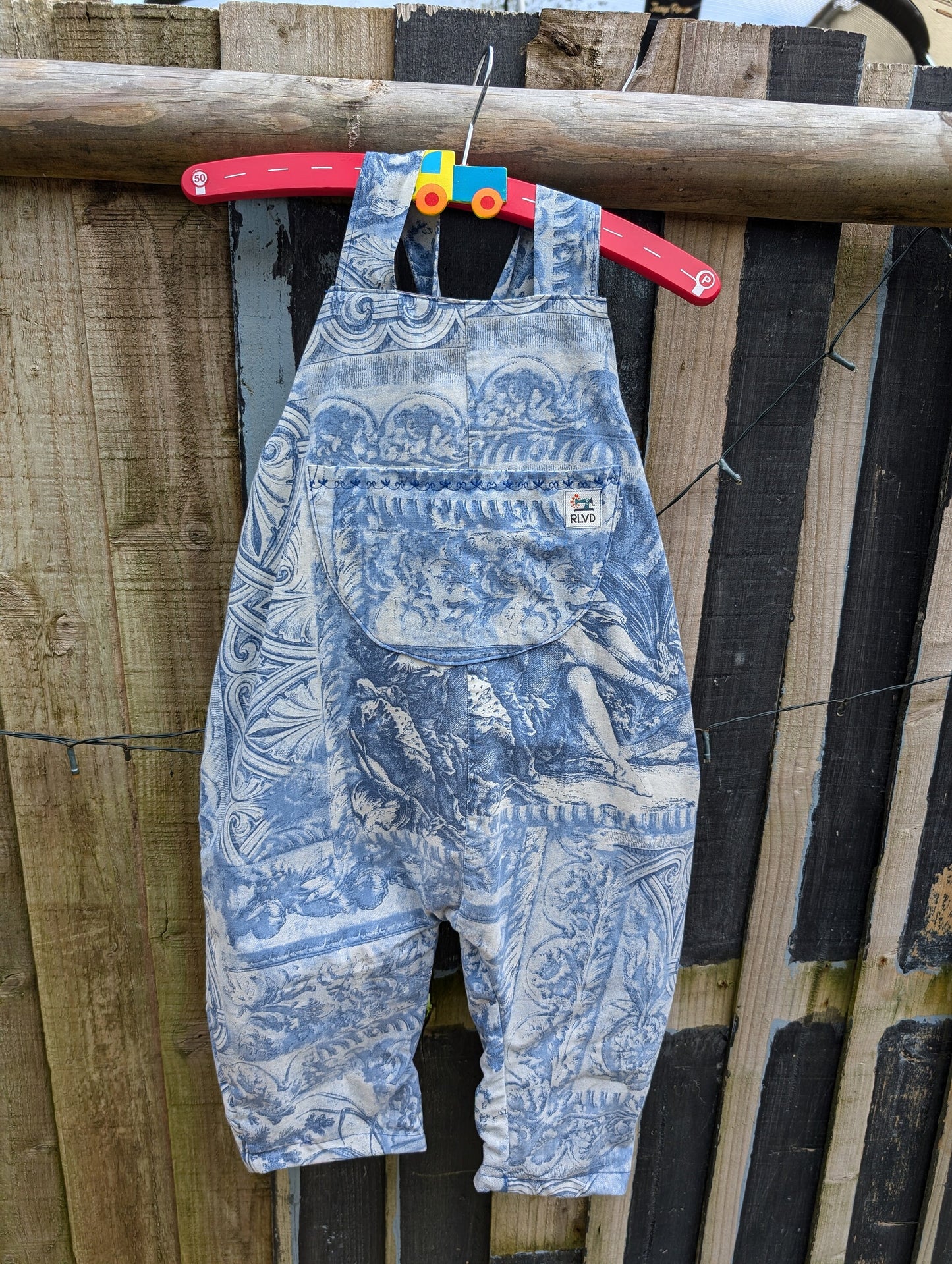 Child Dungarees, romper, age 3-4yrs, ancients blue