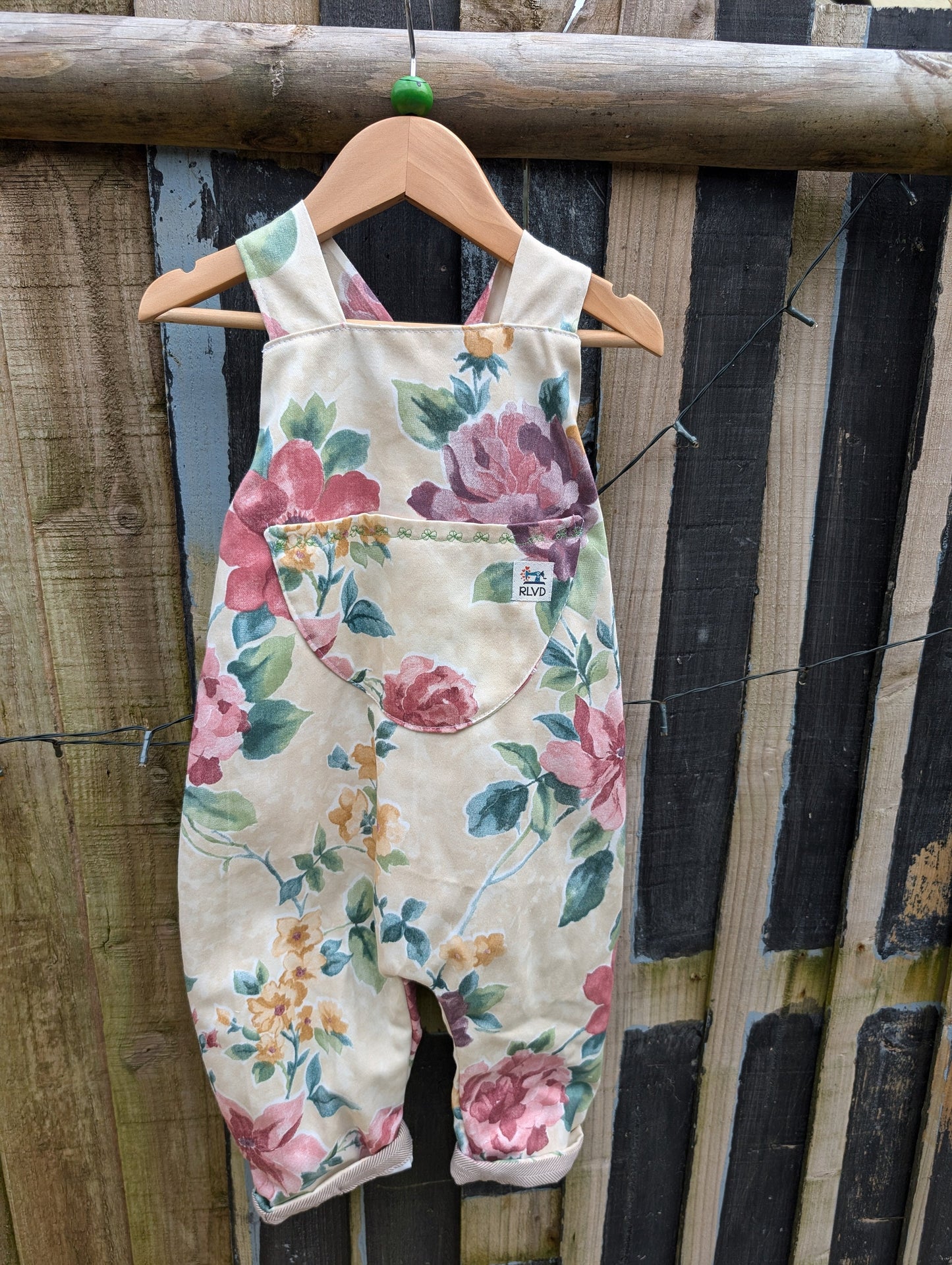 Child Dungarees, romper, age 3-4yrs, vintage rose