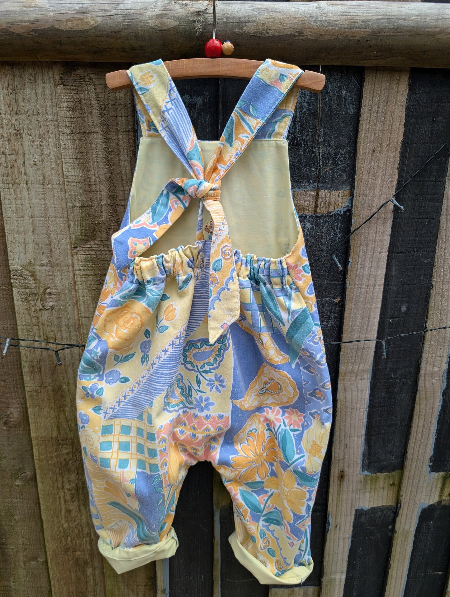 Child Dungarees, romper, age 3-4yrs, yellow flowers