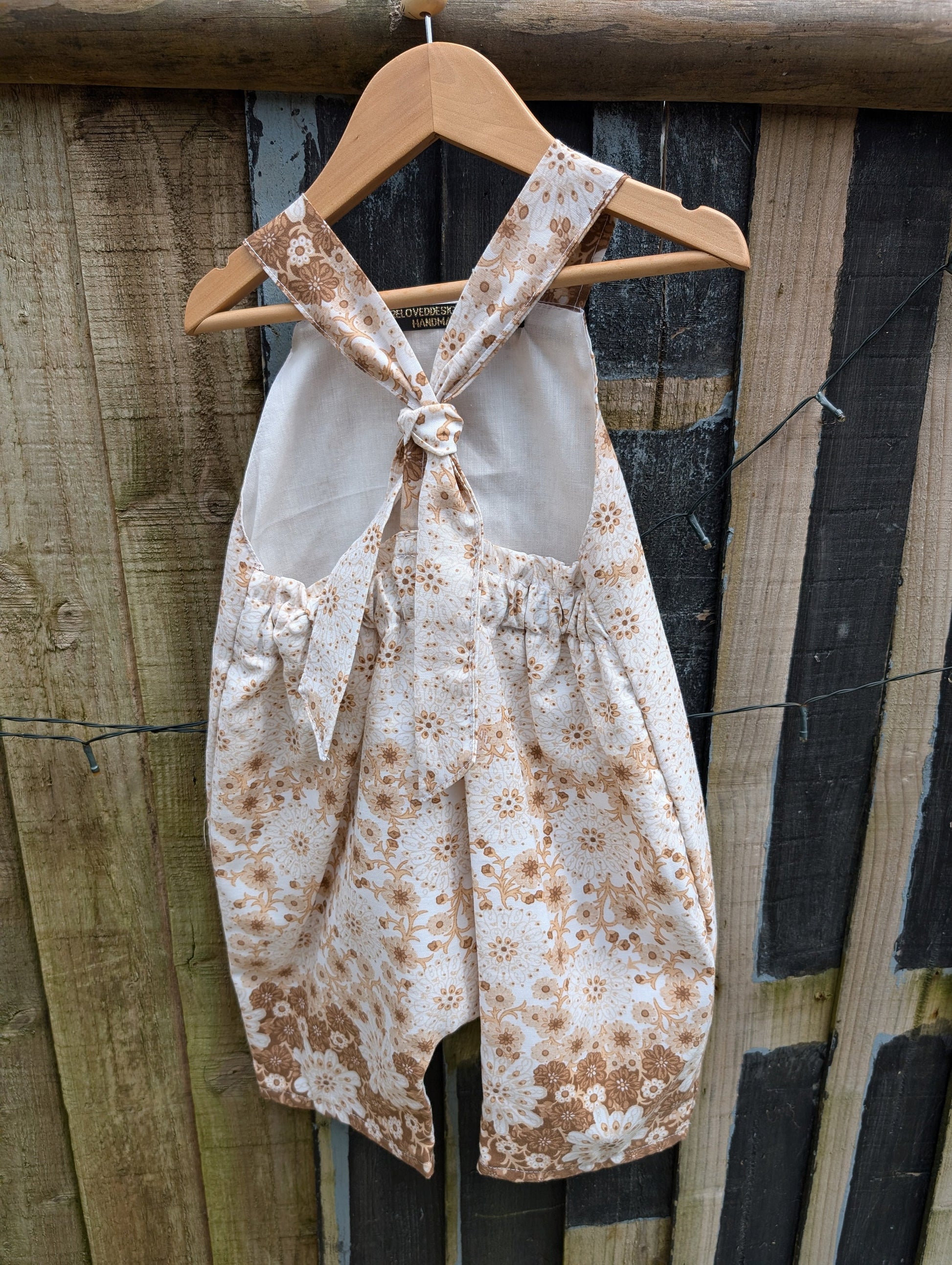 Child Dungarees, romper, age 3-4yrs, vintage brown floral