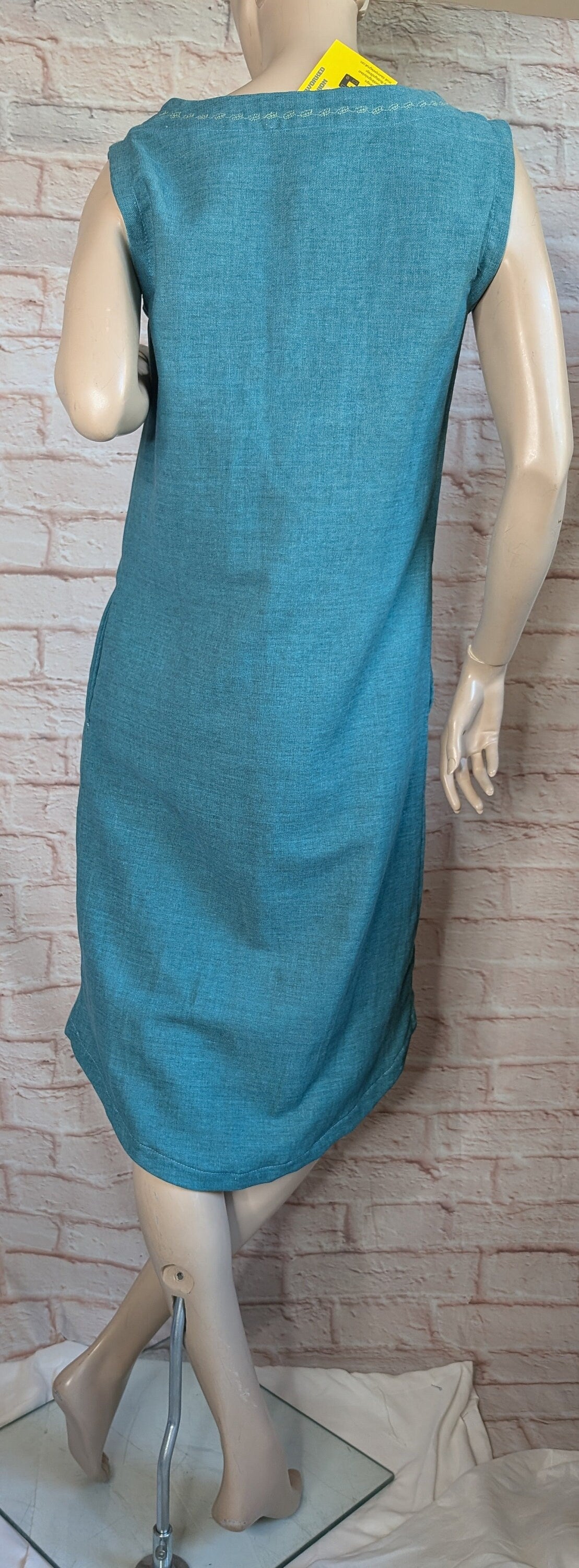 dress size 10, cotton dress, ladies clothing, blue dress, mid length dress, sleeveless dress, summer dress, handmade dress, reworked upcycle