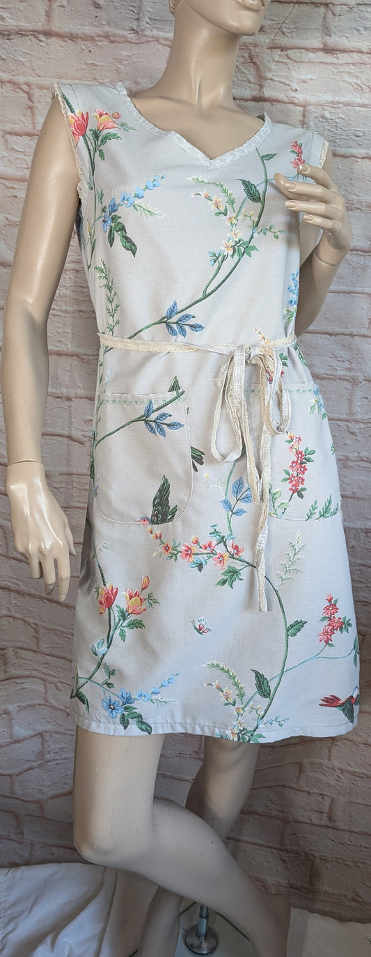 dress size 12, pretty dress, ladies clothing, floral dress, mid length dress, sleeveless dress, summer dress, handmade, reworked upcycle