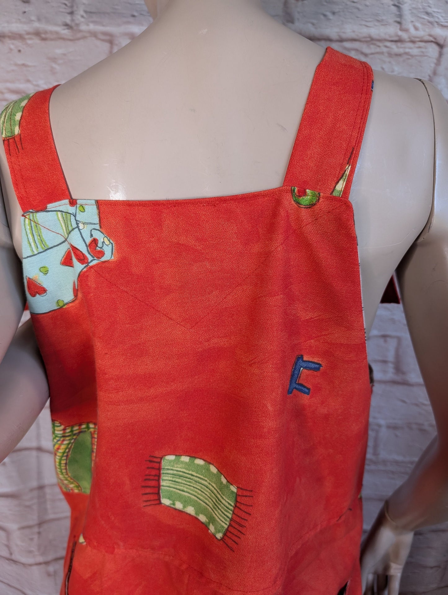 dungarees size 14 , short dungarees, red dungarees, cropped overalls