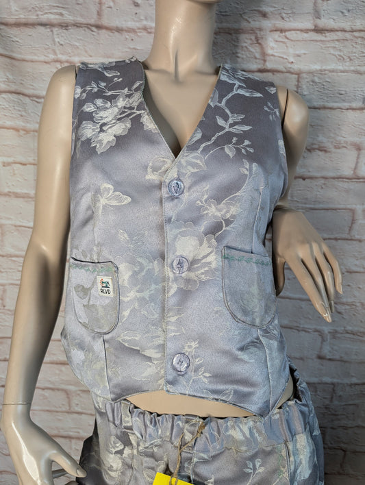 waistcoat size s / 12, silver grey embroidered.