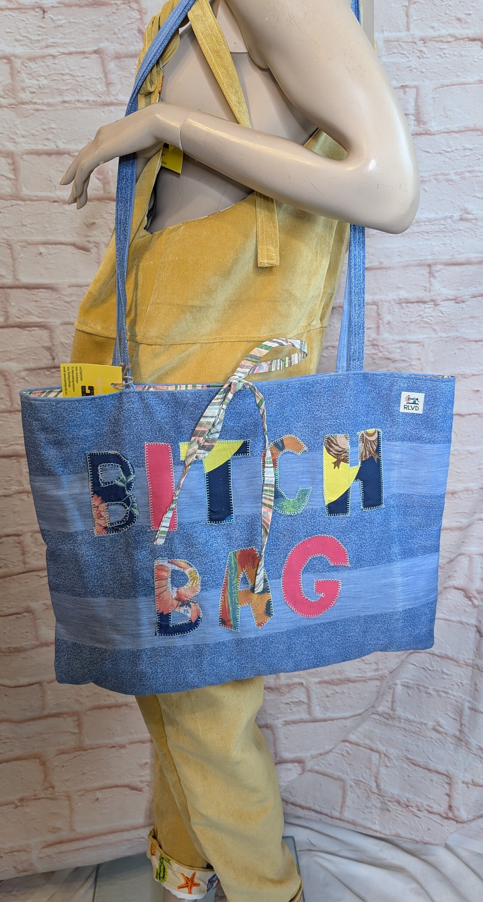 large tote, beach bag, giant shopping bag, shoulder bag, slogan bag, blue bag