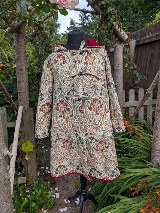 long coat, embroidery coat, hooded coat, autumn coat, floral coat, size 16 coat