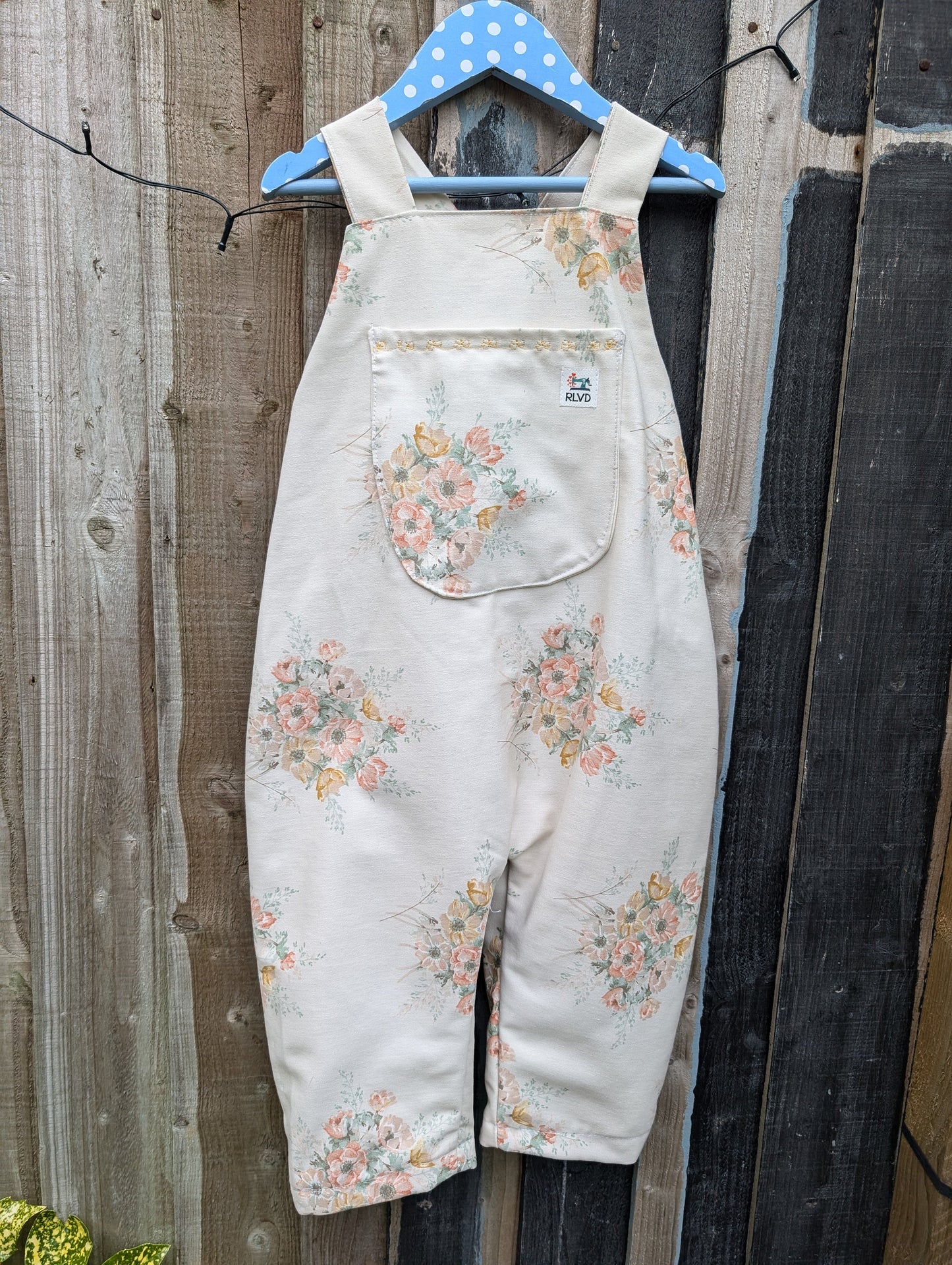 Child Dungarees, romper, age 4-5yrs, vintage floral