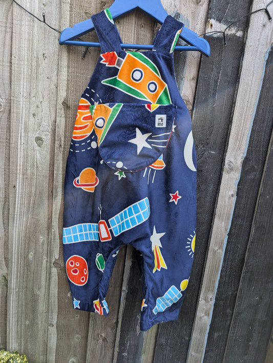 Baby Dungarees, romper, age 9-12m space glow in the dark